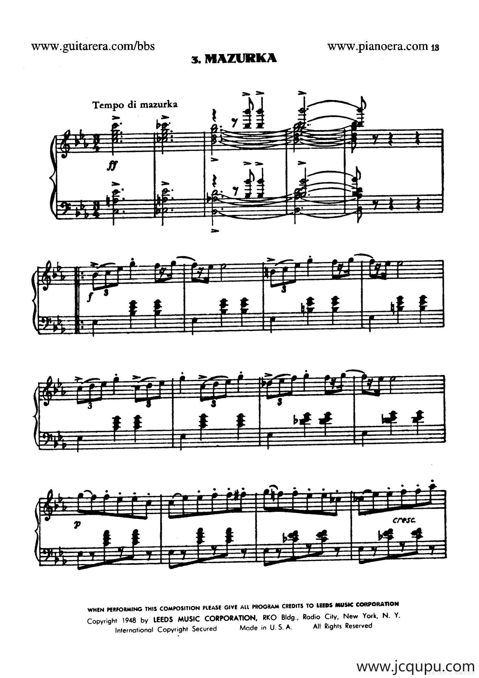 Masquerade Suite（化妆舞会·第三乐章）简谱