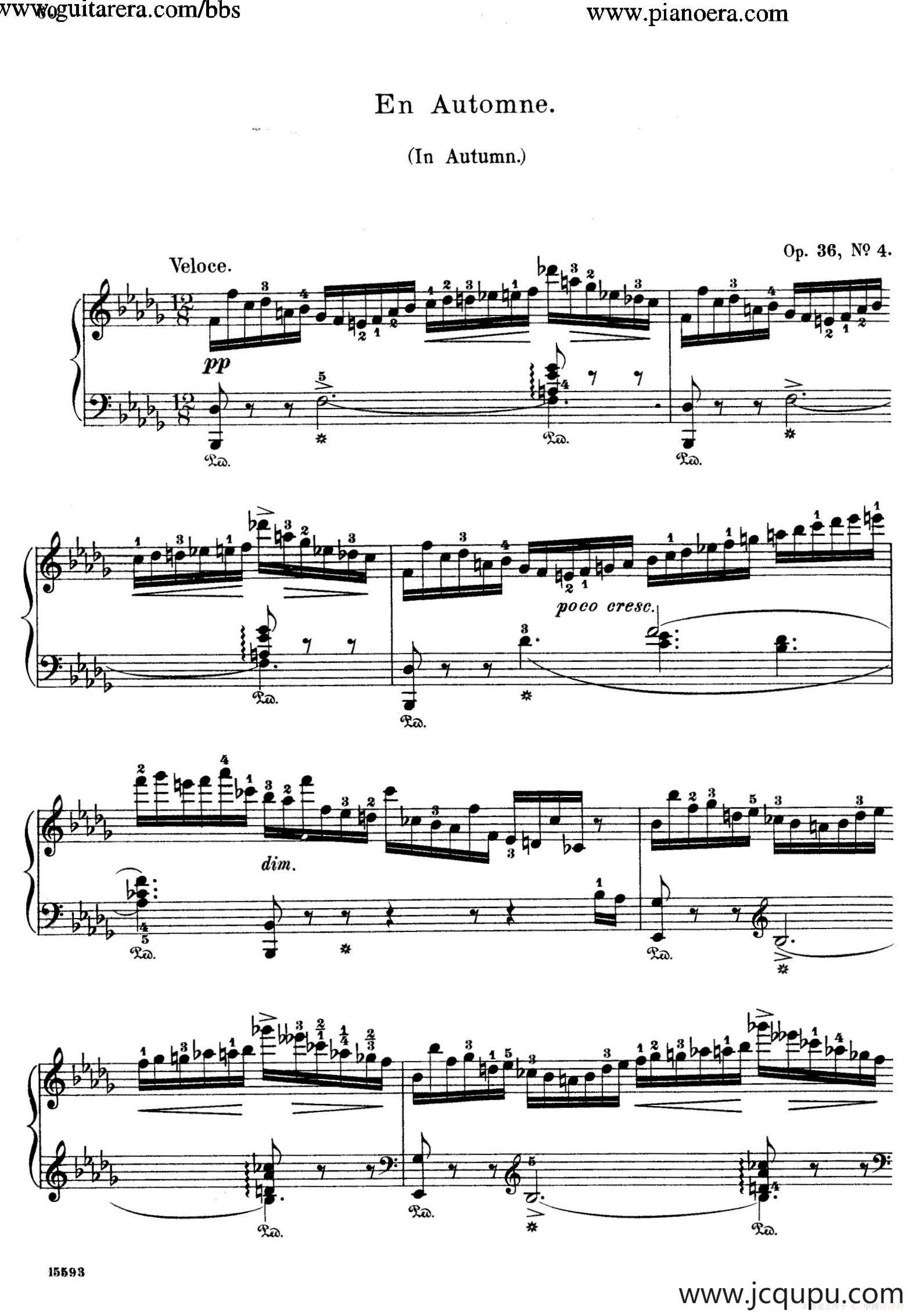 Characteristic Pieces Op.36（8首个性小品·4）简谱