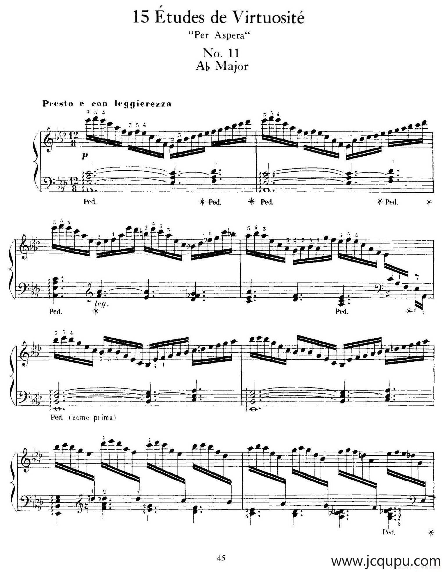 15 Etudes de Vortuosite Op.72（15首辉煌练习曲·11）简谱