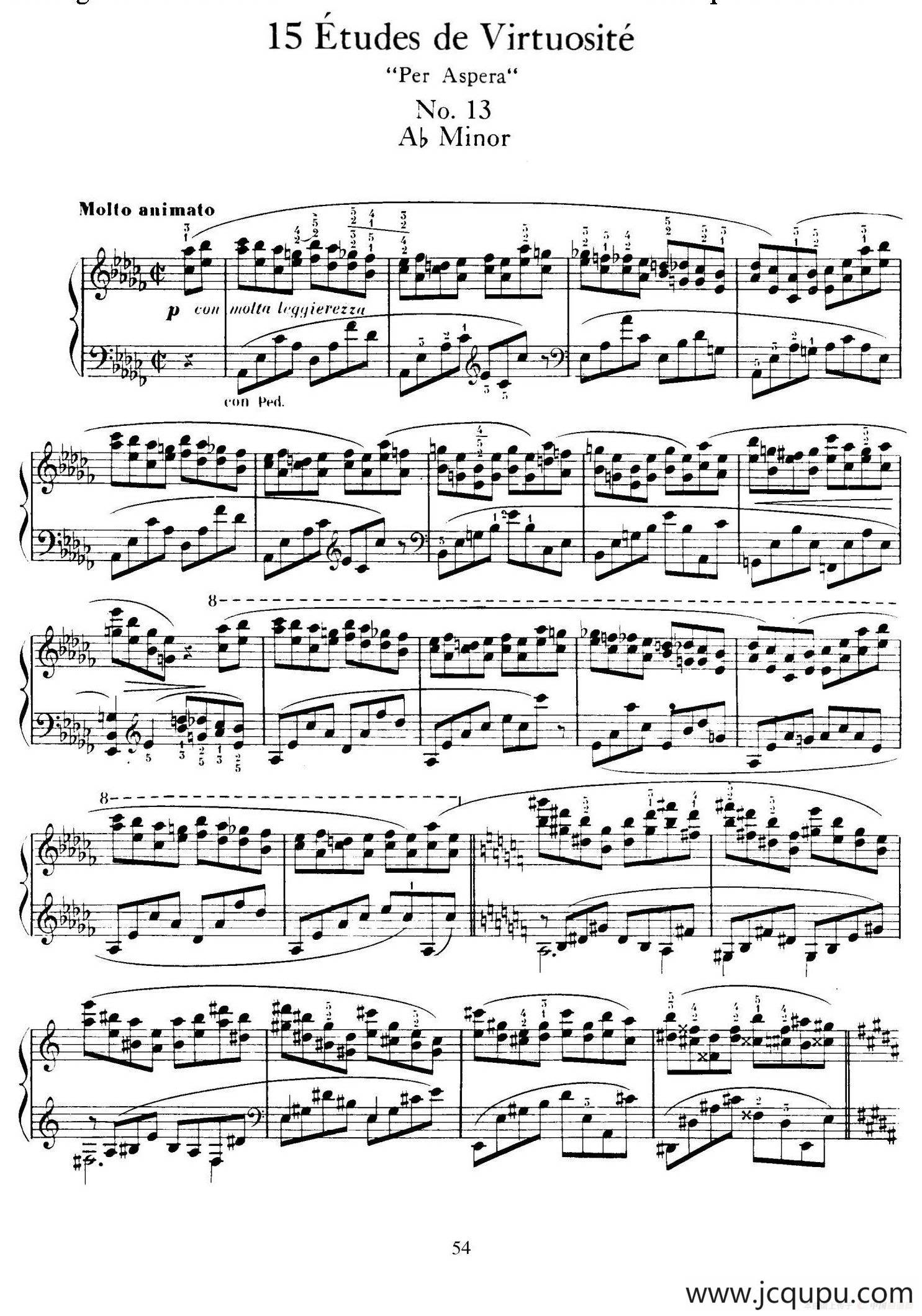 15 Etudes de Vortuosite Op.72（15首辉煌练习曲·13）简谱