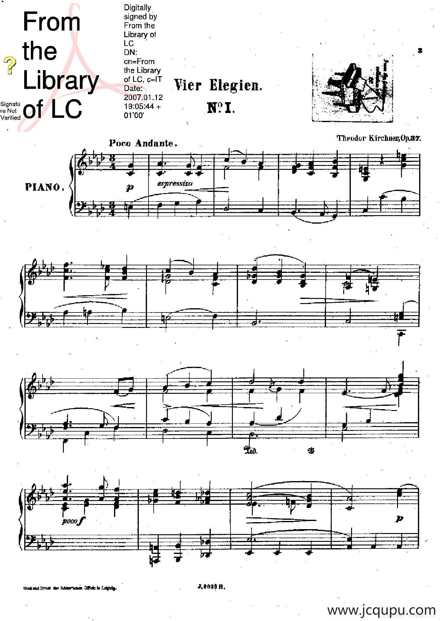 Vier Elegien Op.37（4首悲歌·1）简谱