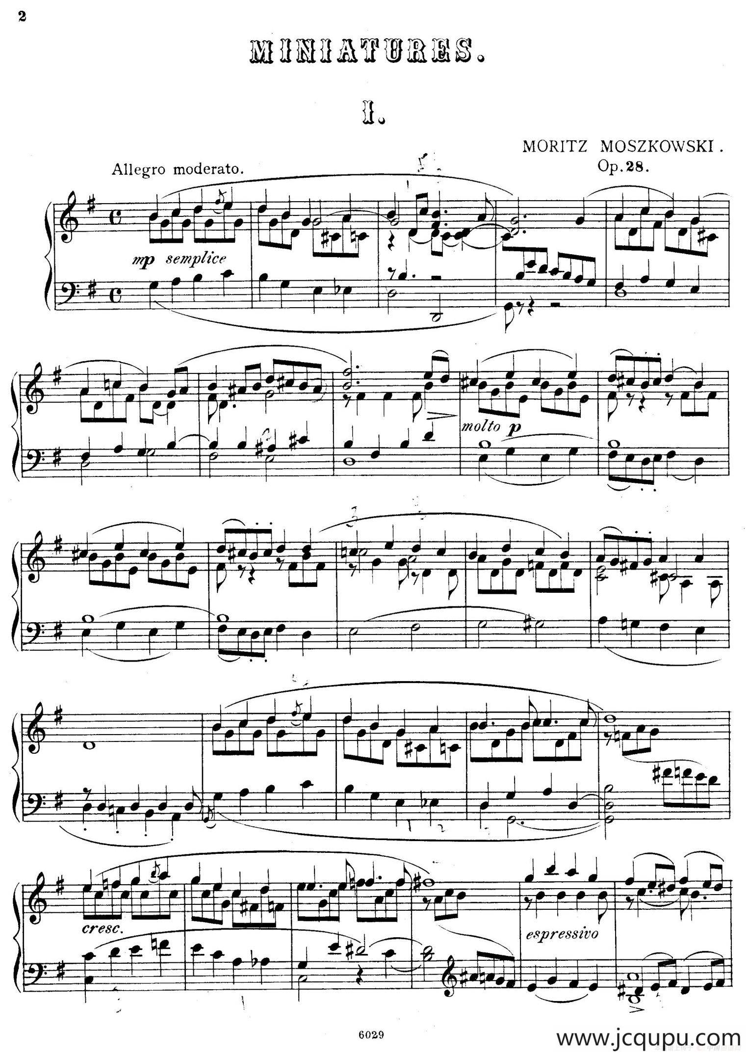 Cinque Miniatures Op.28（5首小画像·1）简谱