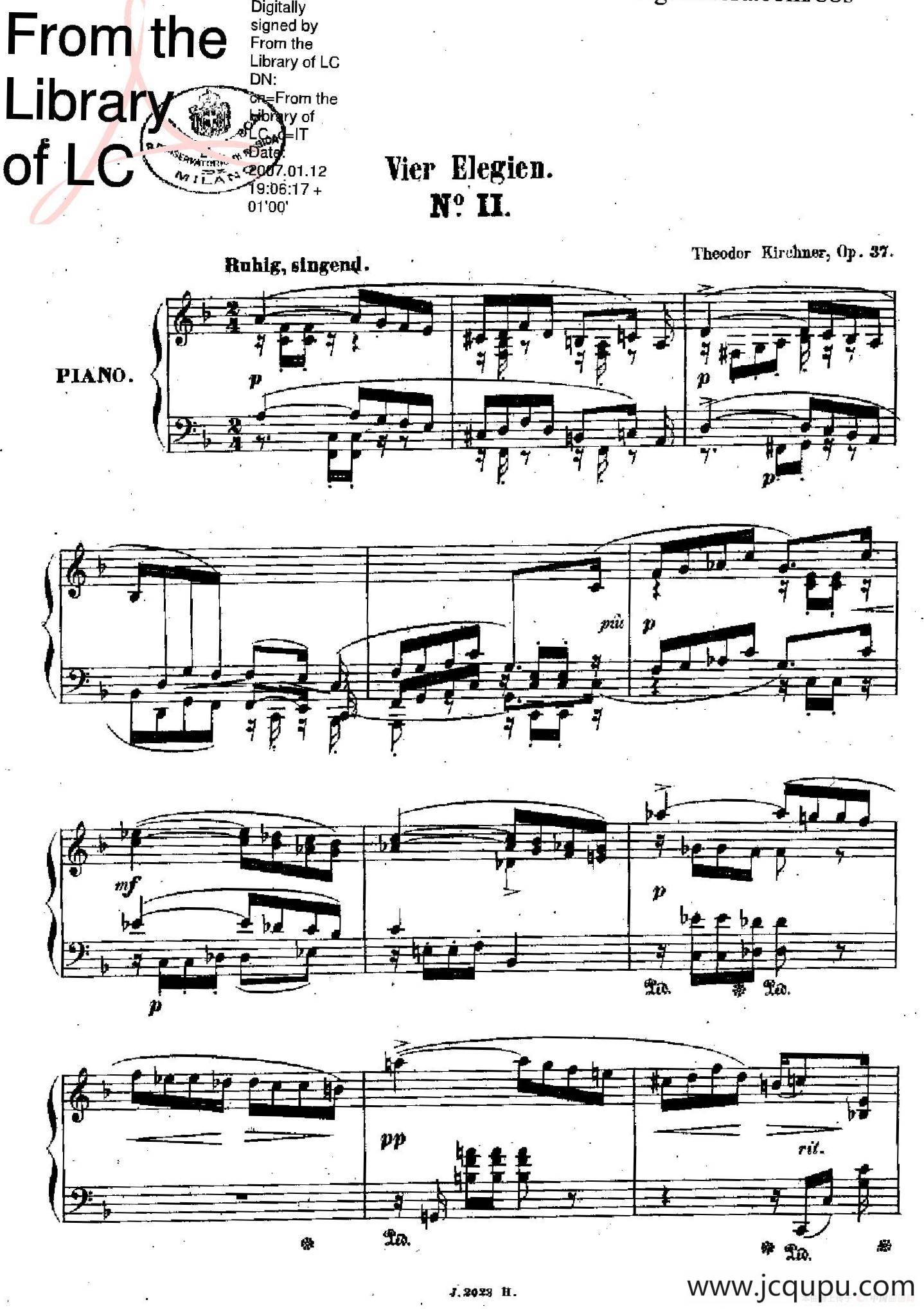 Vier Elegien Op.37（4首悲歌·2）简谱