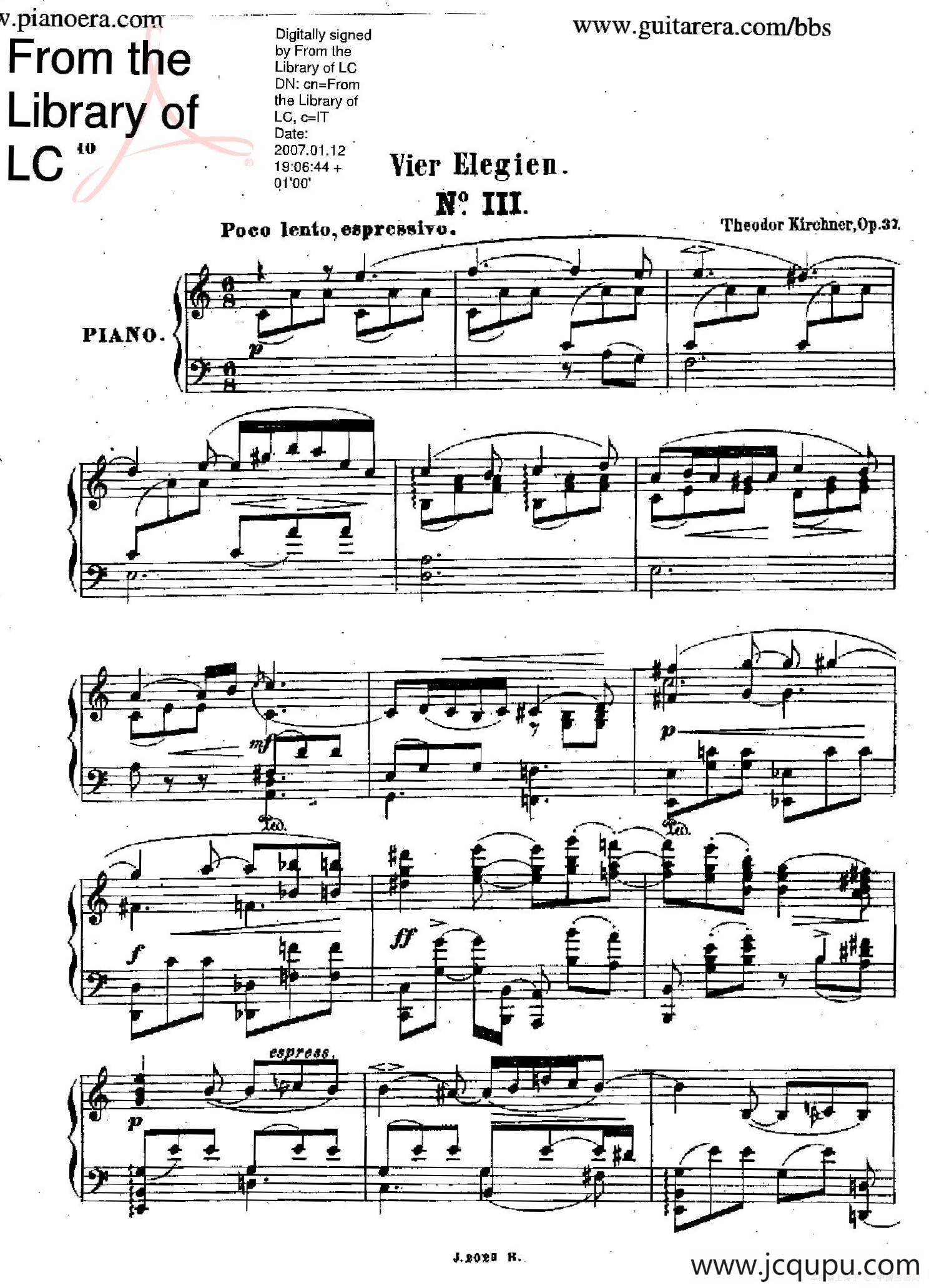 Vier Elegien Op.37（4首悲歌·3）简谱