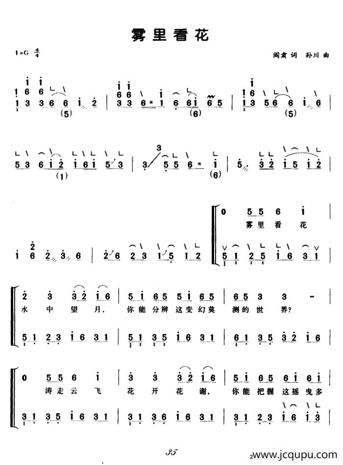雾里看花（弹唱谱）简谱