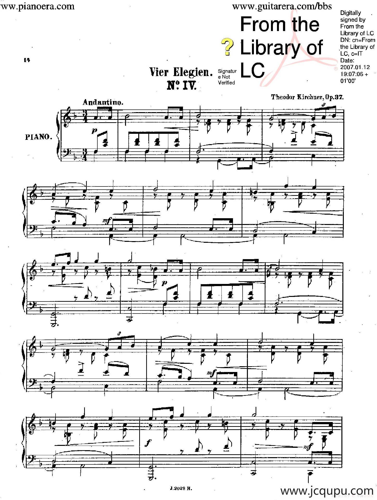 Vier Elegien Op.37（4首悲歌·4）简谱