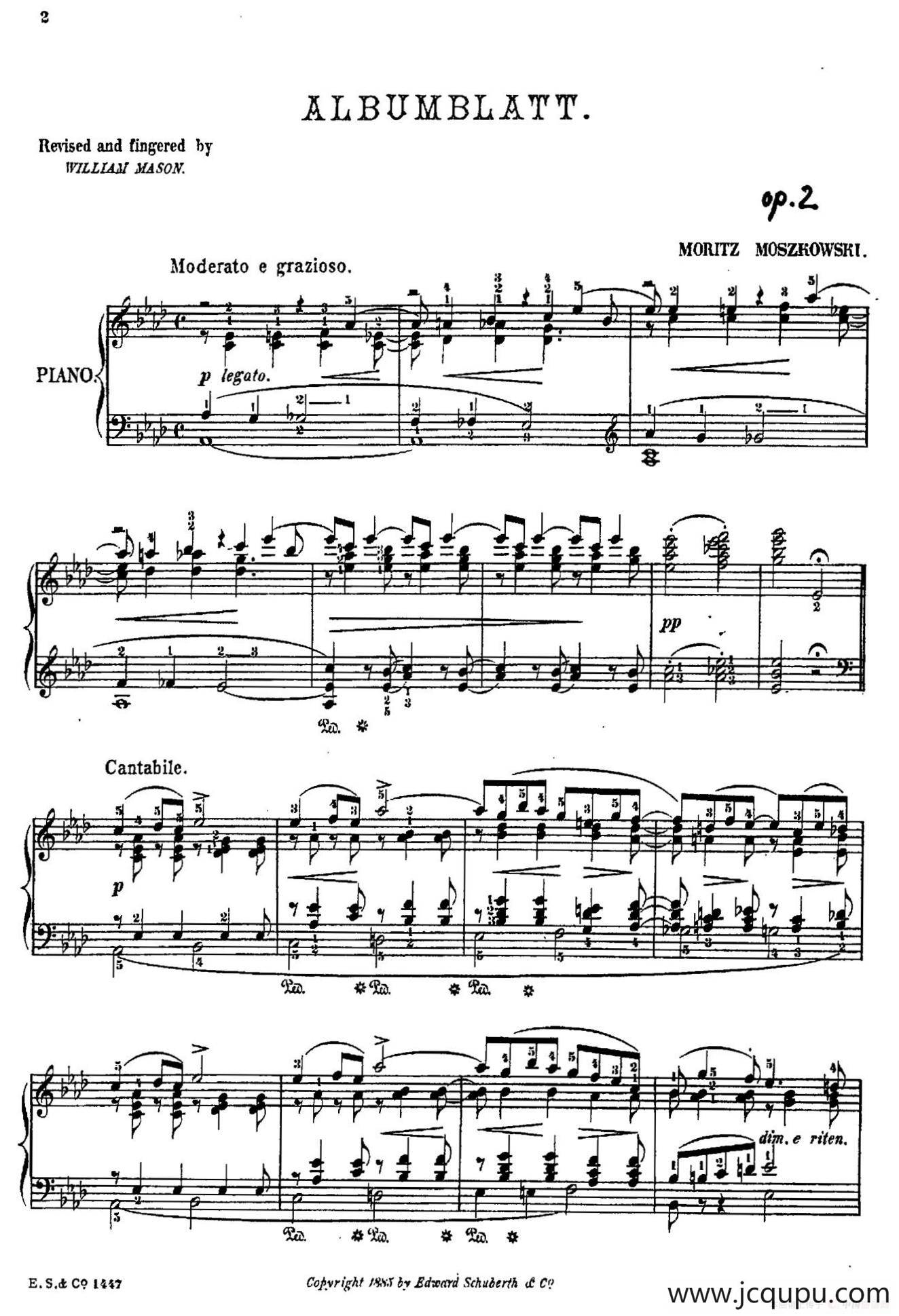 Albumblatt Op.2（纪念册的一页·莫什科夫斯基 作曲版）简谱