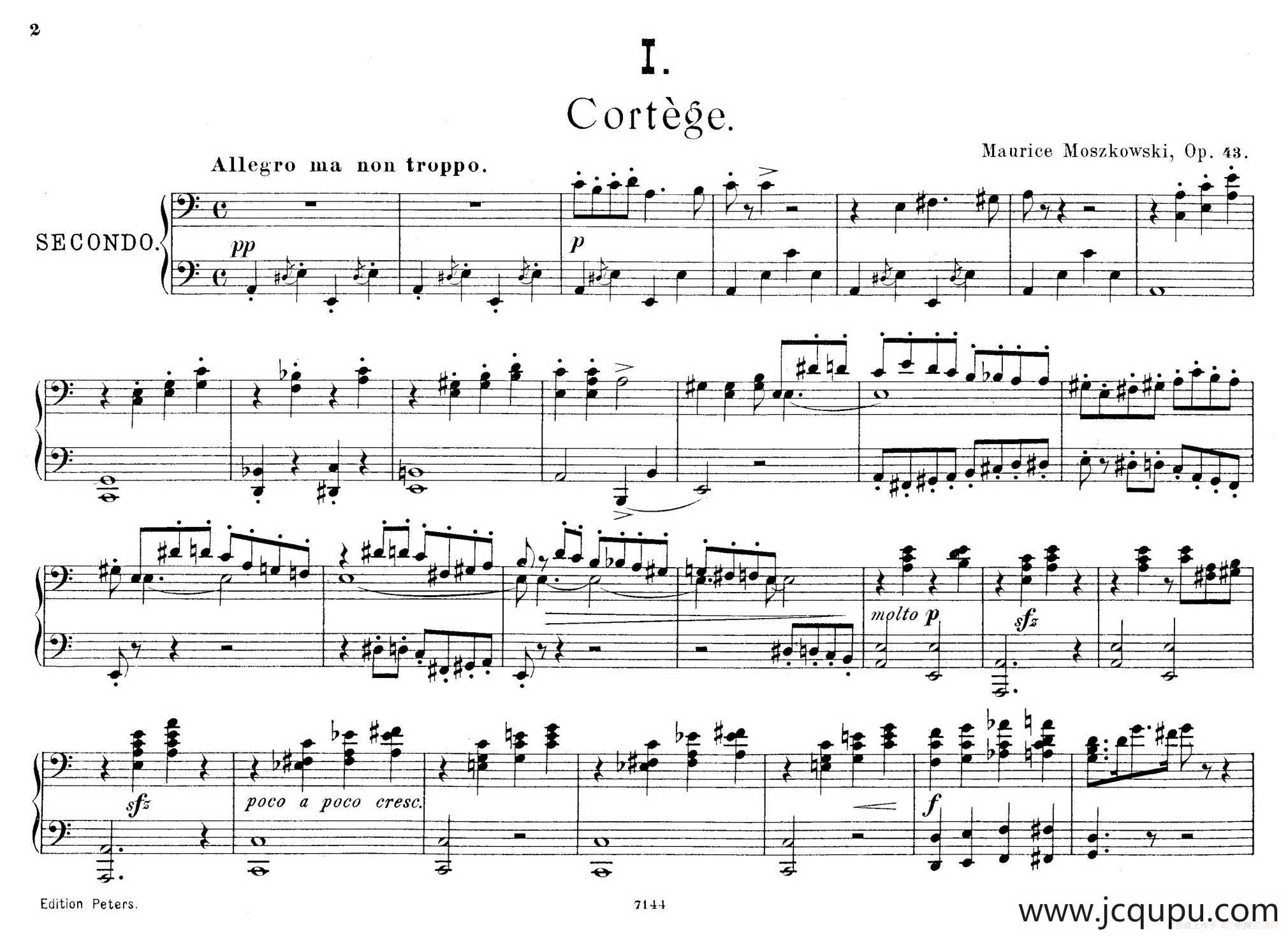 Deux Morceaux Pour Quatre Mains Op.43（2首四手联弹小品·1）简谱