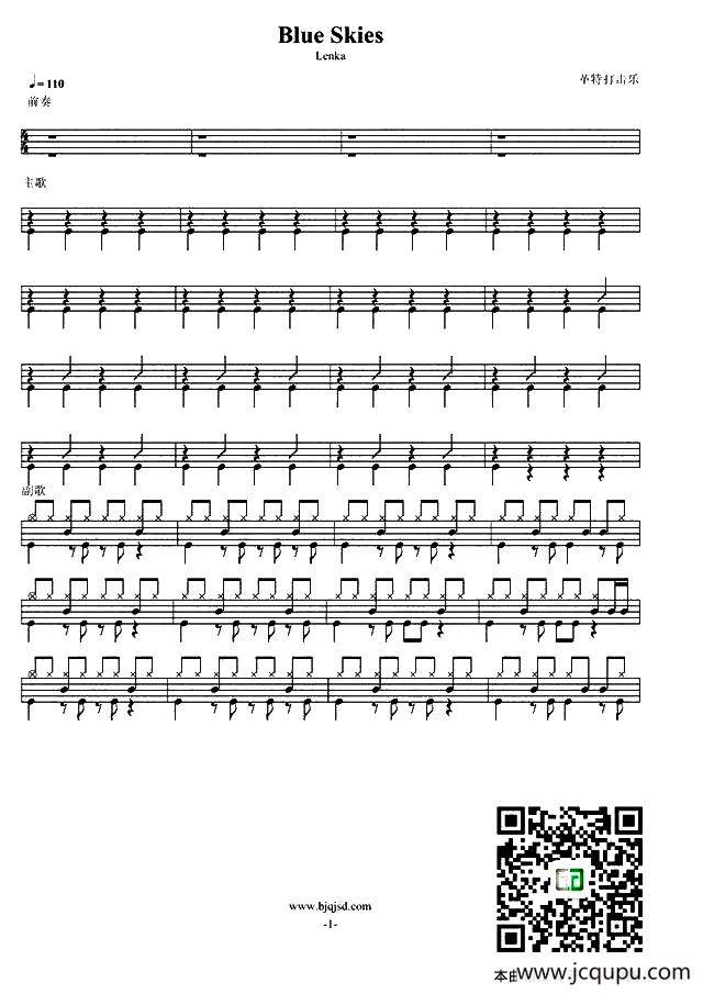 Blue Skies（架子鼓谱）简谱