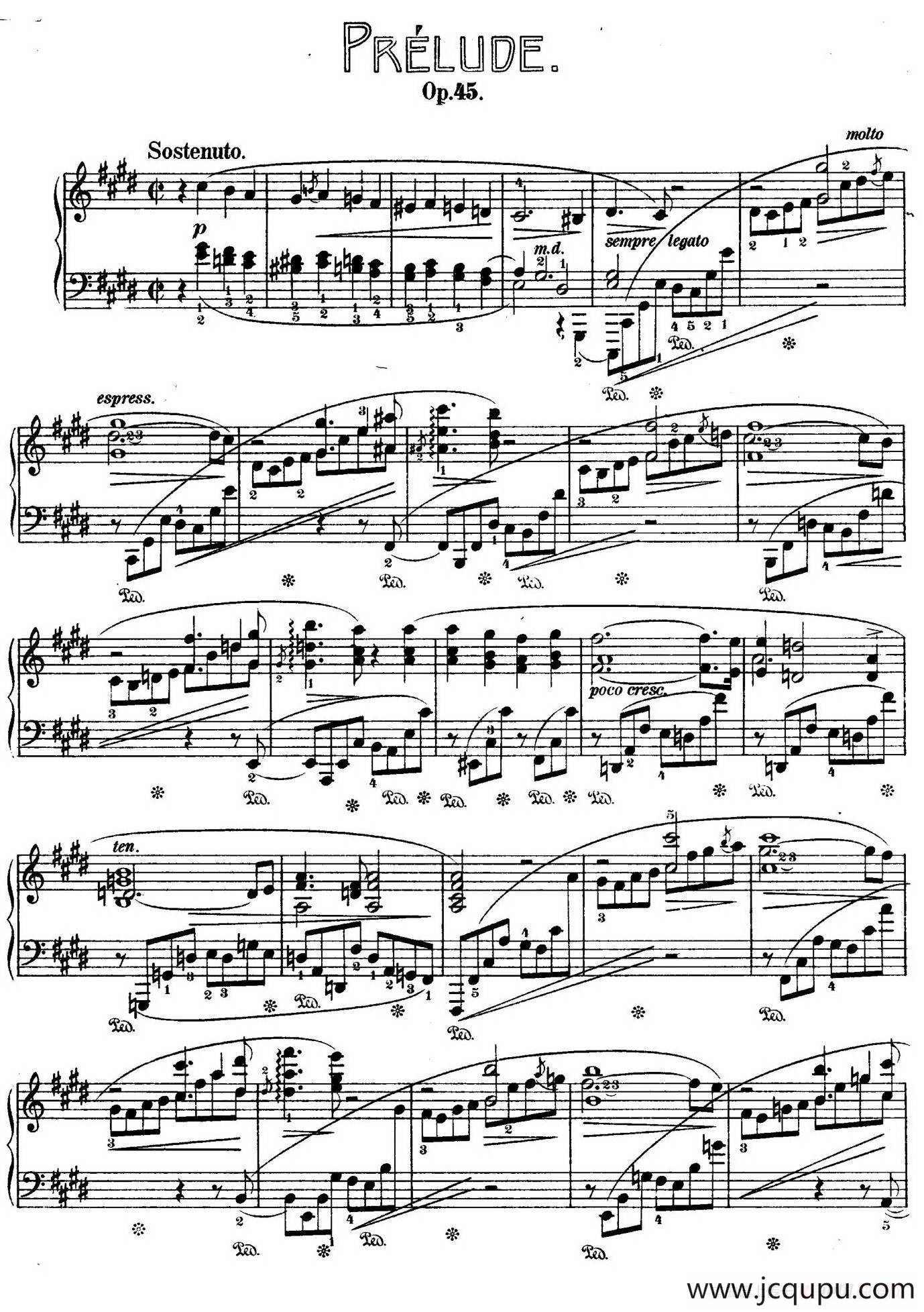 Prelude in c-Sharp Minor Op.45（升c小调前奏曲 ）简谱