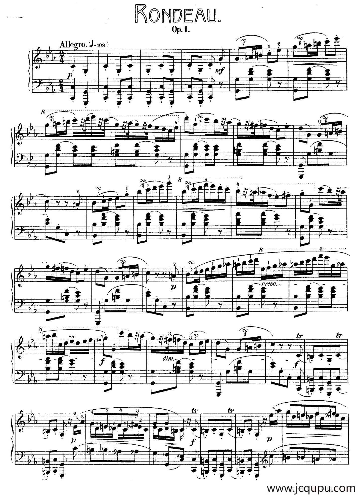 Rondo in c Minor Op.1（c小调回旋曲）简谱