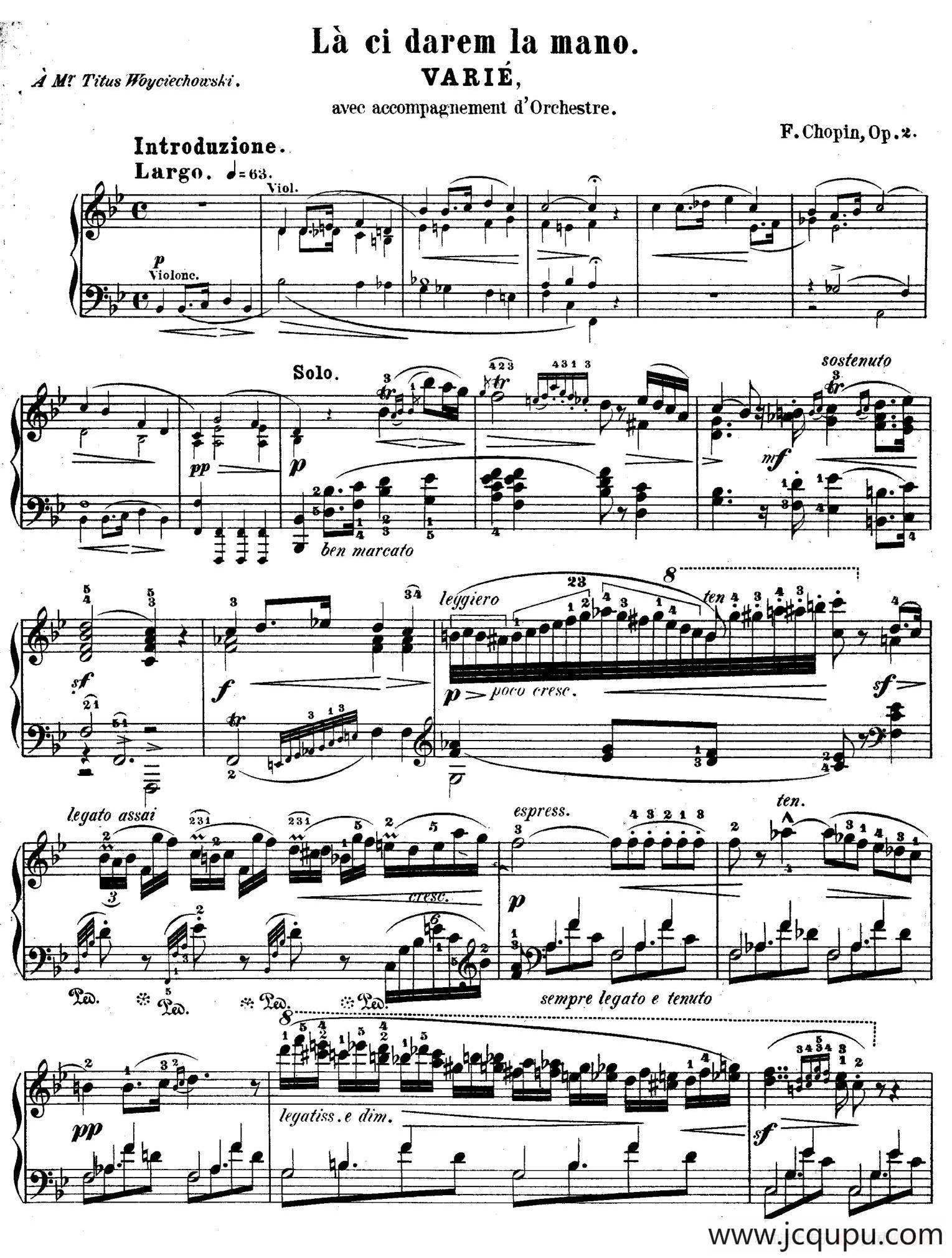 降B大调莫扎特主题变奏曲 Op.2（为钢琴与乐队而作）简谱