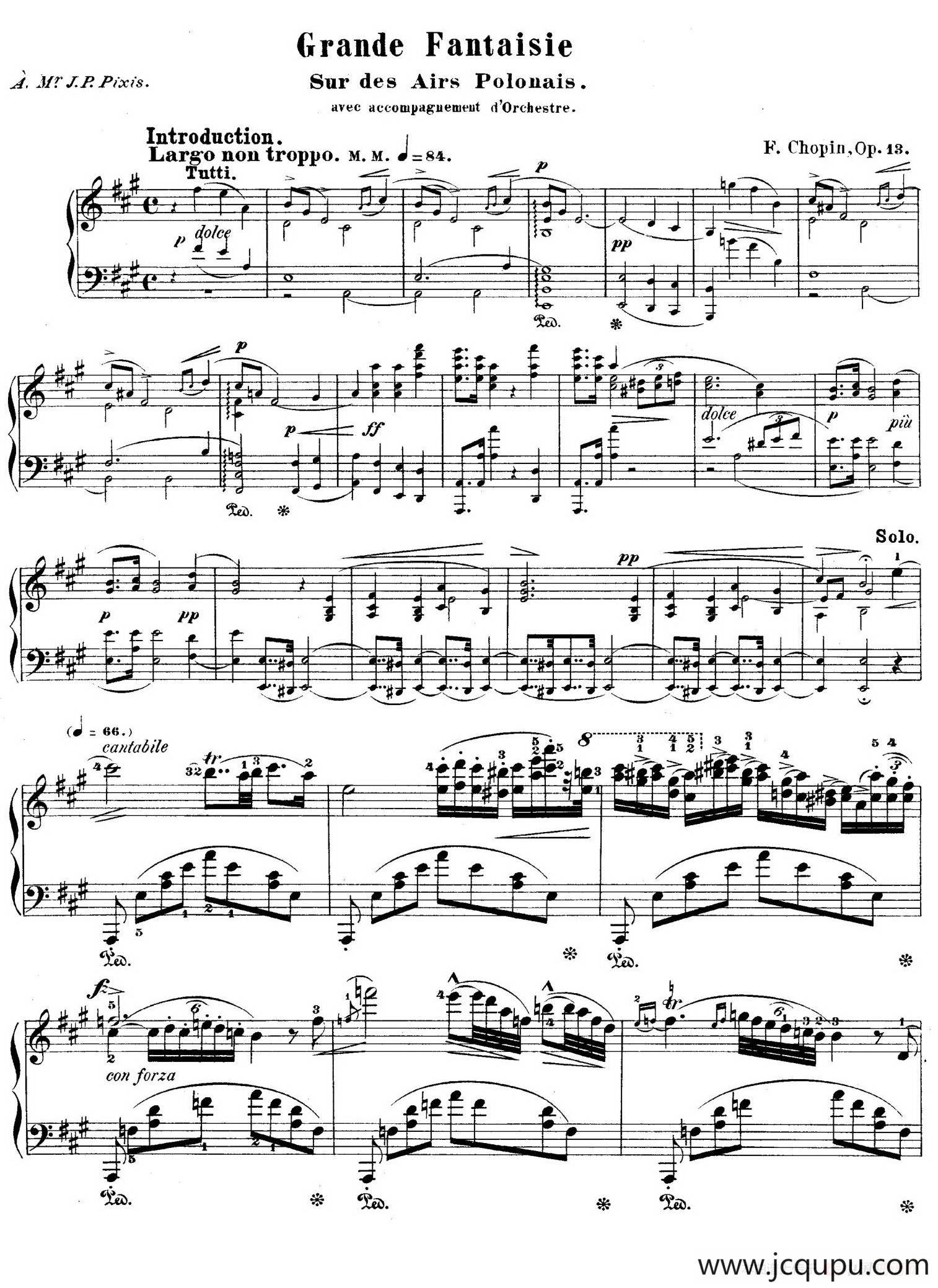 Grand Fantasy on Polish Airs Op.13（华丽的波兰民歌幻想曲·钢琴独奏版）简谱