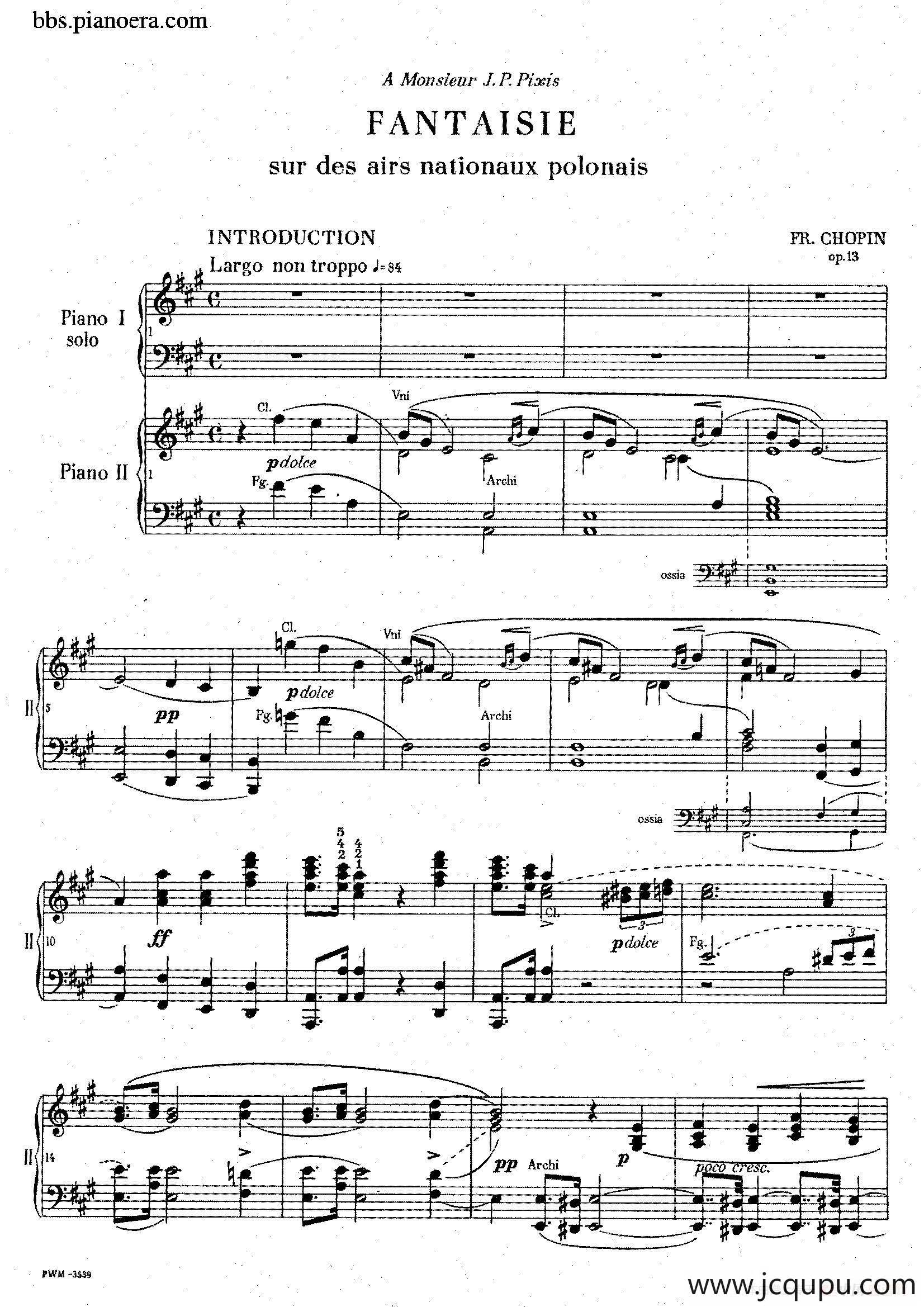 Grand Fantasy on Polish Airs Op.13（华丽的波兰民歌幻想曲·双钢琴版）简谱