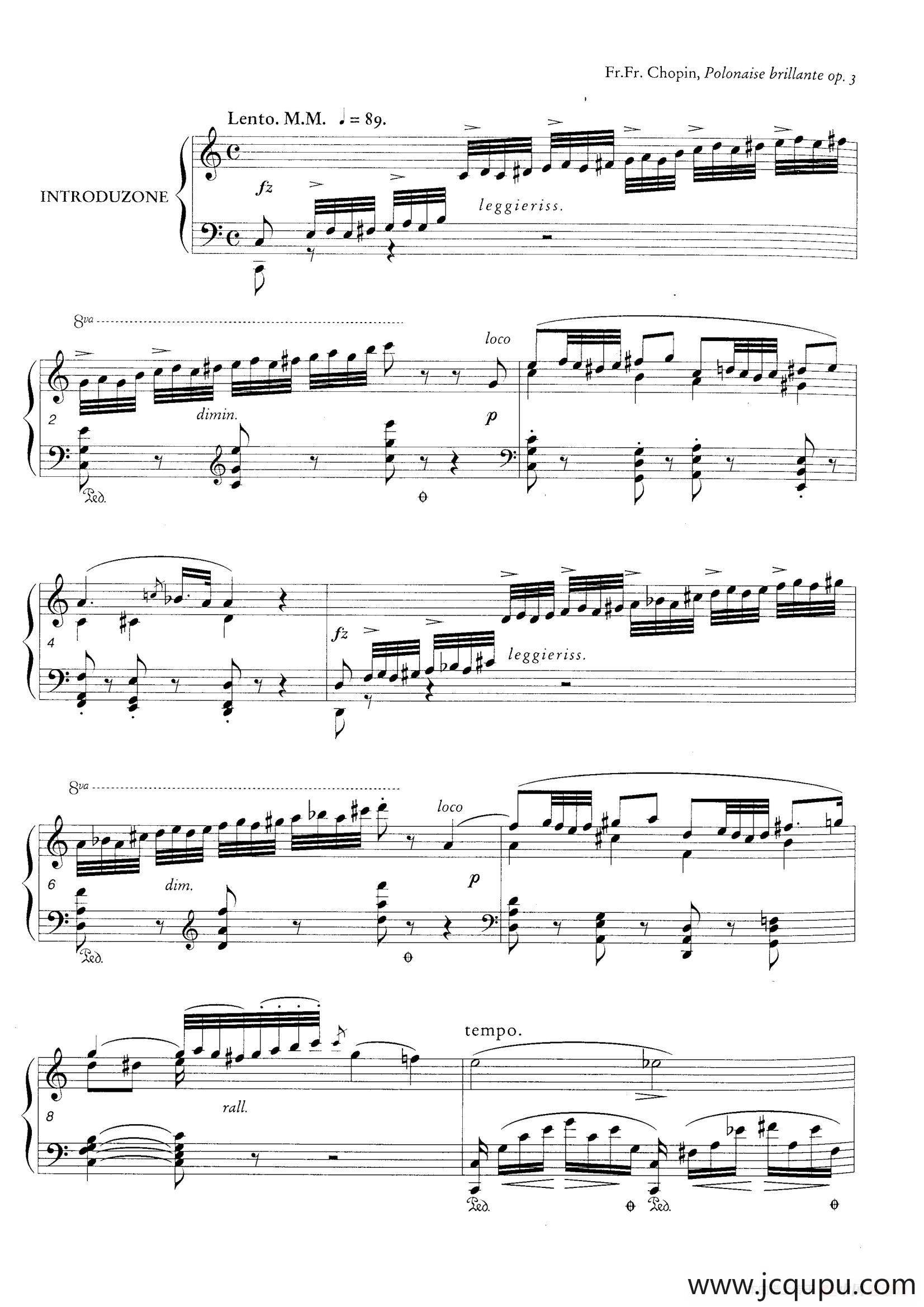 C大调引子与华丽的波兰舞曲（钢琴独奏版）简谱