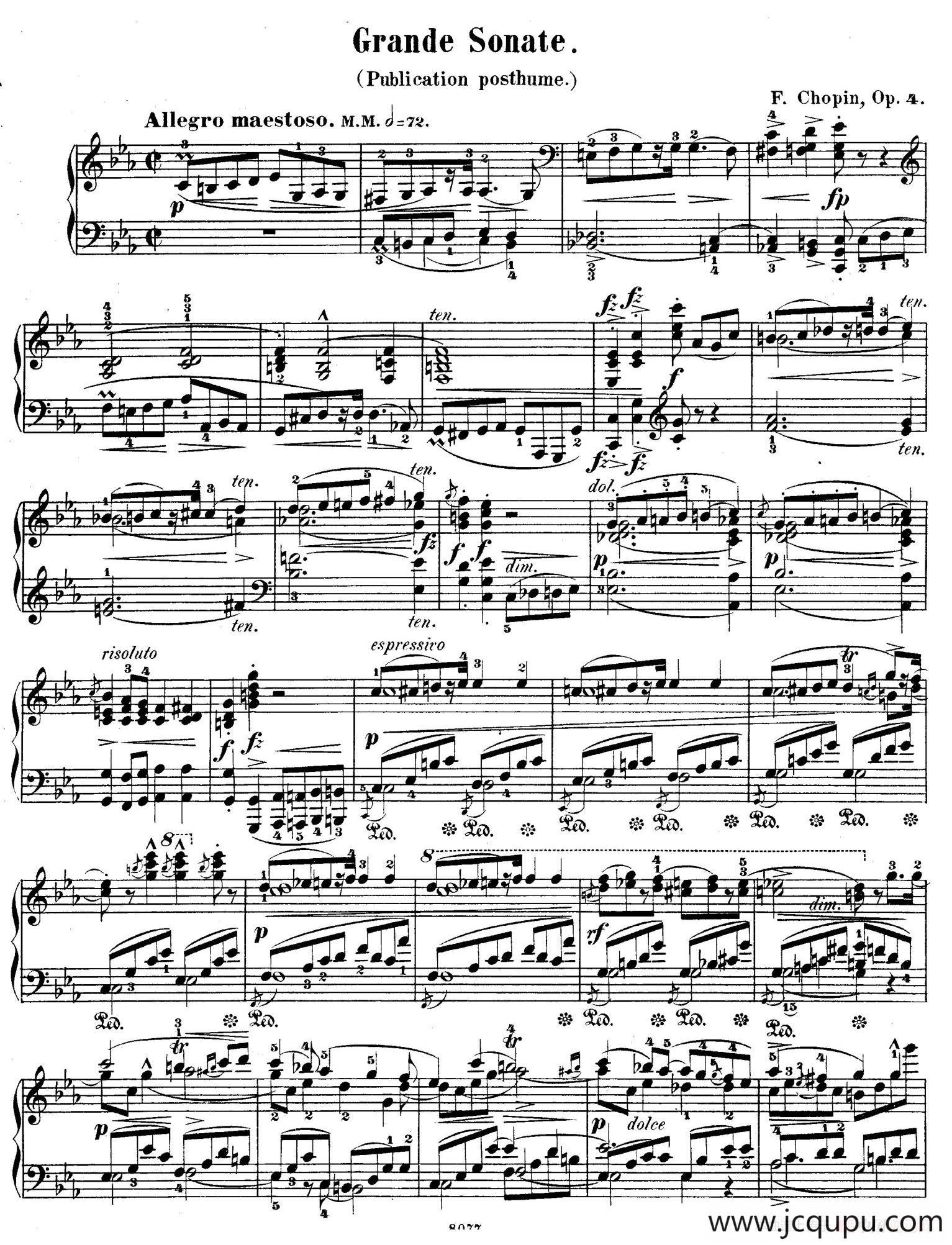 Piano Sonata No.1 in c Minor Op.4 （c小调第一钢琴奏鸣曲）简谱