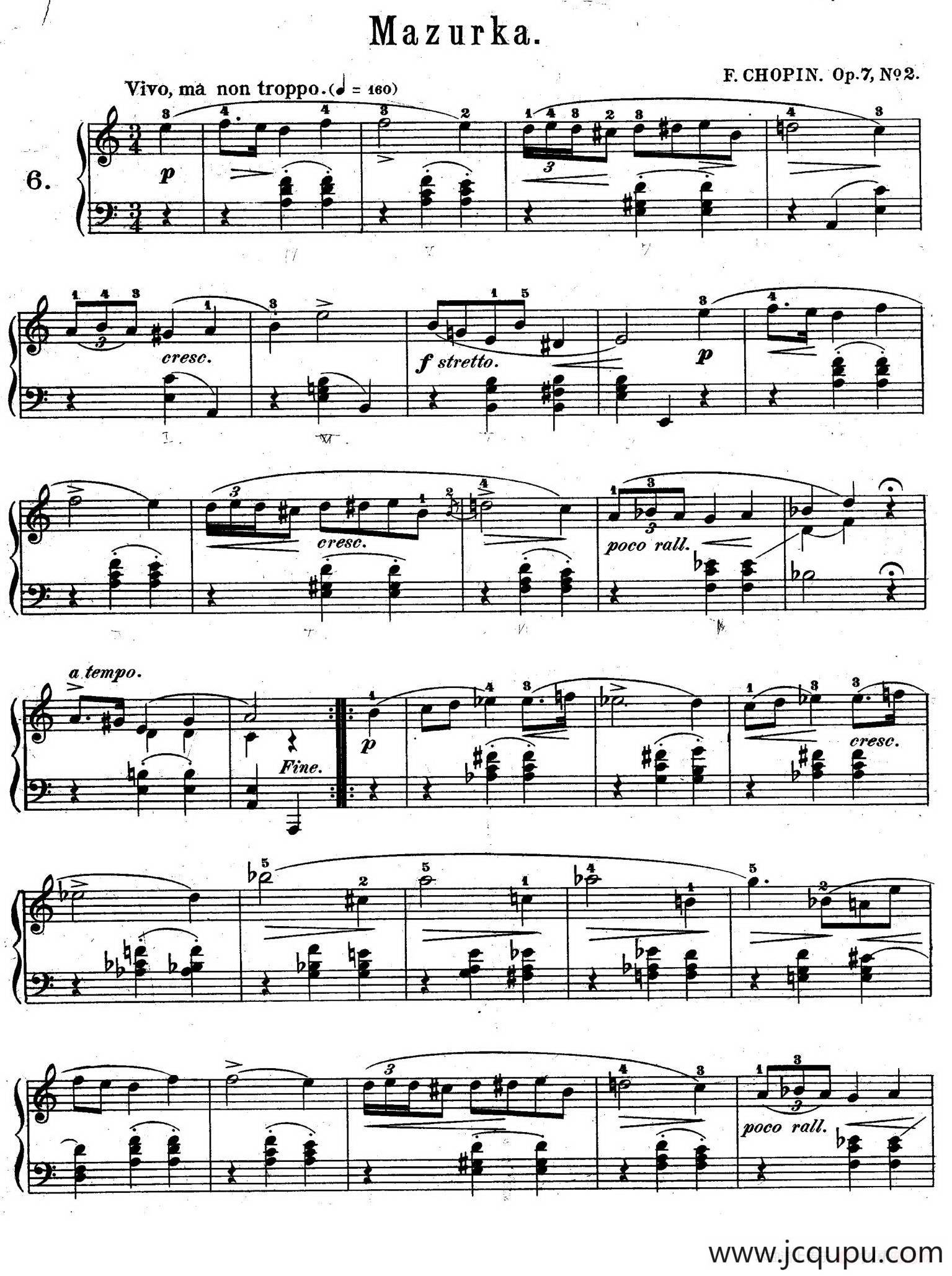  Mazurkas Op.7（5首玛祖卡舞曲·2）简谱