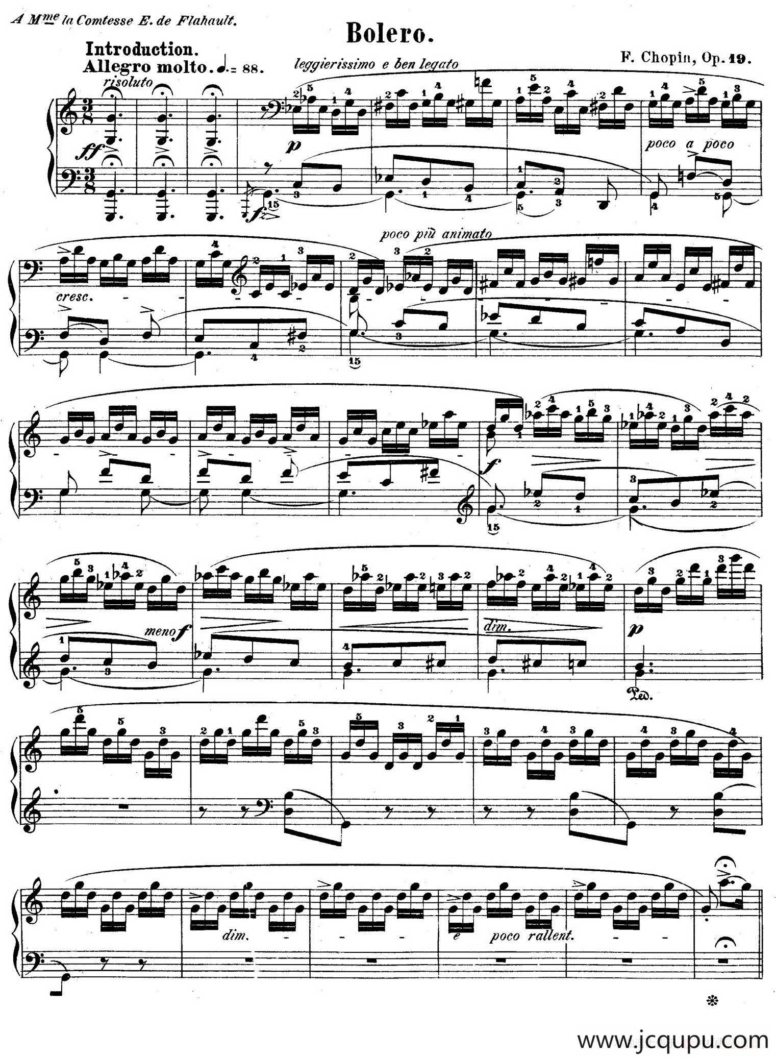 Bolero in C Major Op.19（C大调波莱罗舞曲）简谱