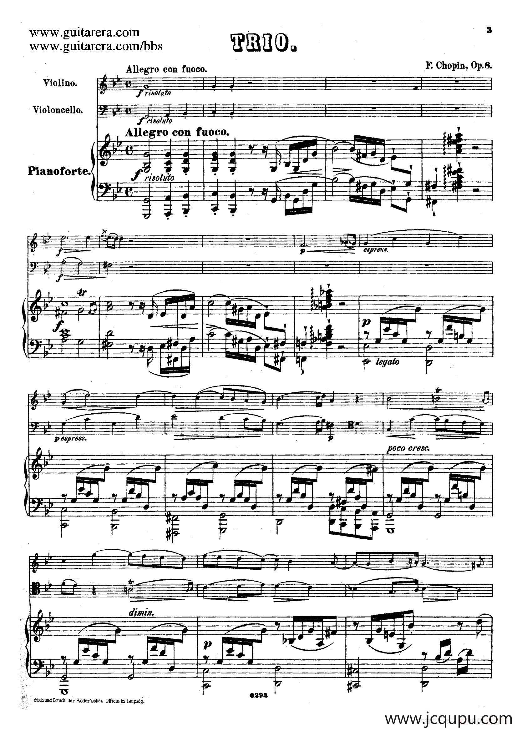 Piano Trio in g Minor Op.8（g小调钢琴三重奏）简谱