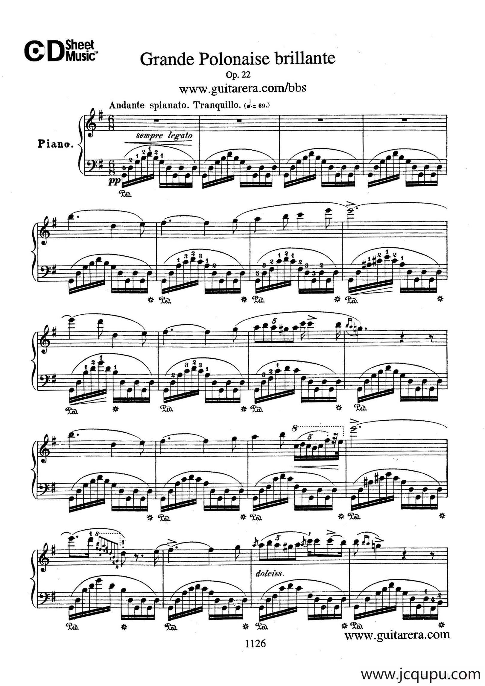 Grande Polonaise Brilliante Preceded by an Andante Spianato Op.22 （平静的行板与华丽的波兰舞曲·钢琴独奏版）简谱