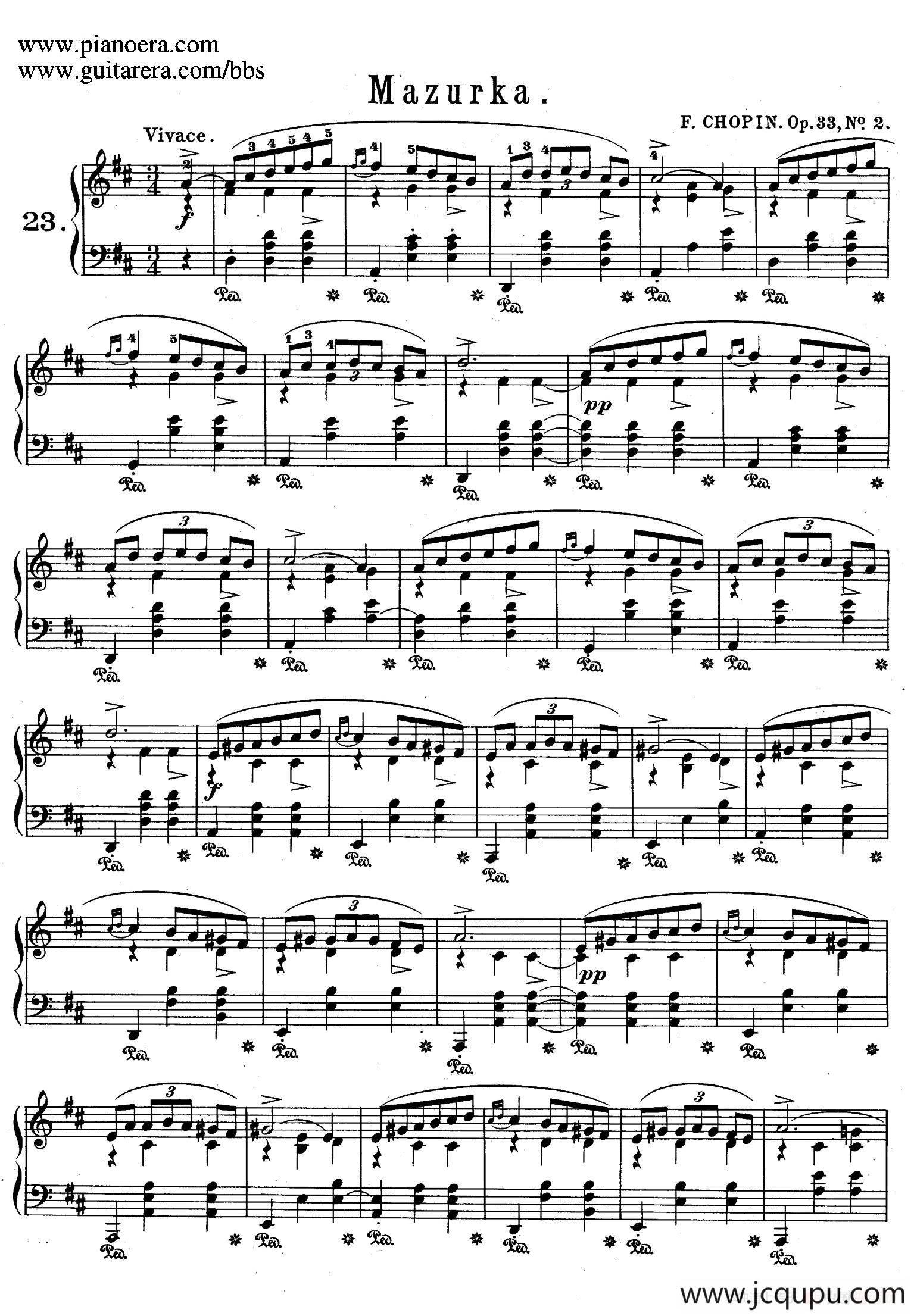 Quatre Mazurkas Op.33（4首玛祖卡舞曲·2）简谱