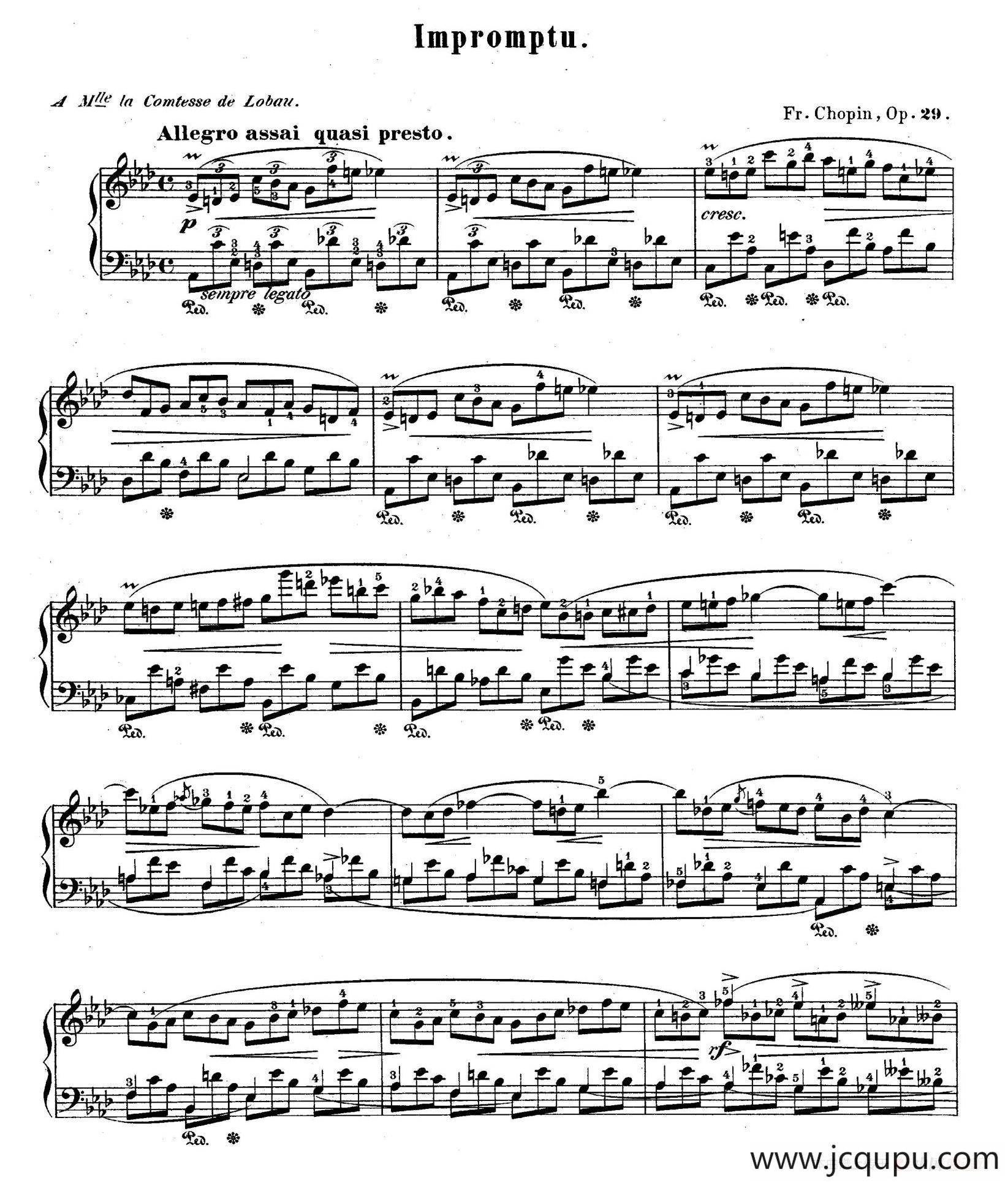 Impromptu in D-flat Major Op.29（降A大调第一即兴曲）简谱