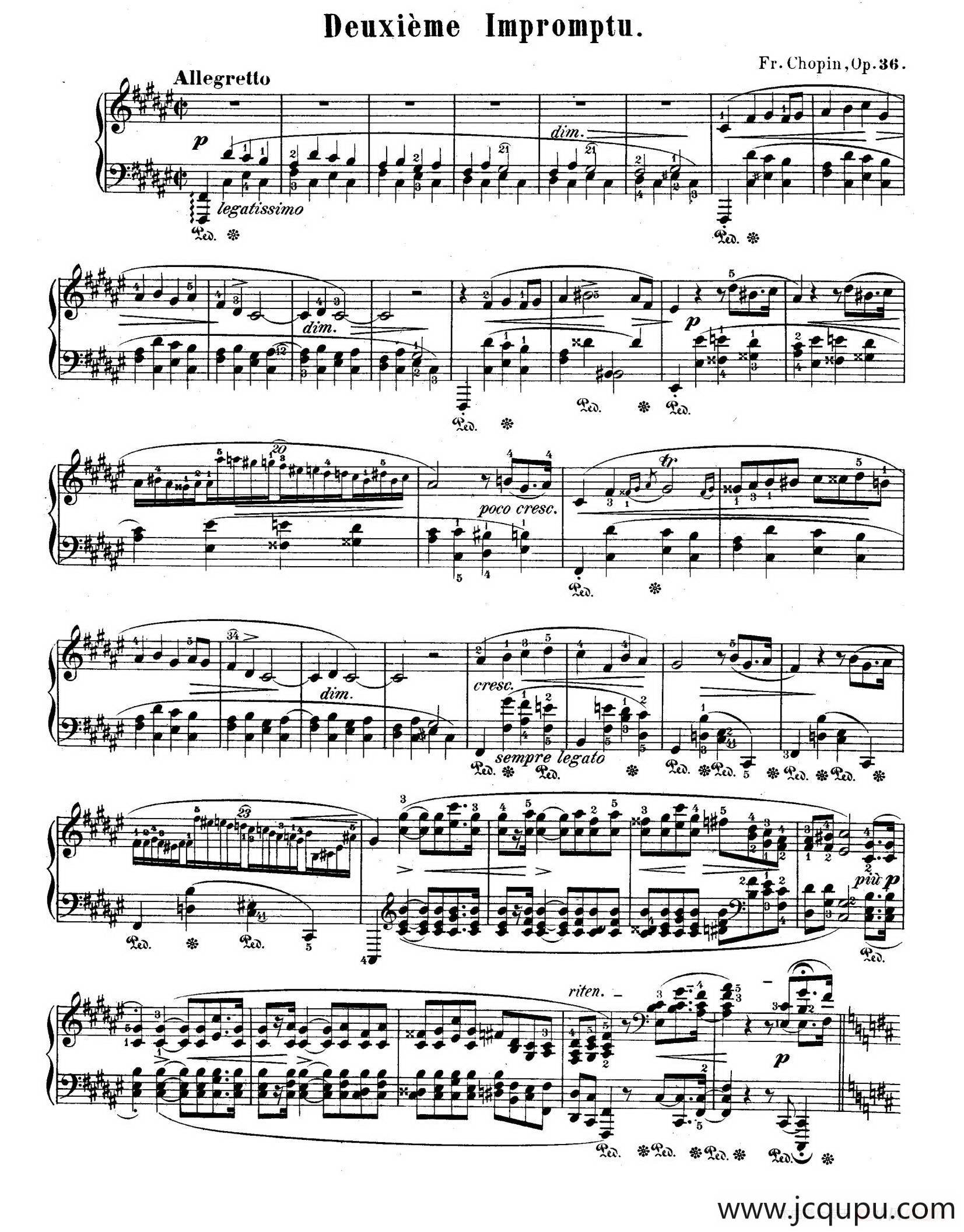 Impromptu no.2 in F-Sharp Major Op.36（升F大调第二即兴曲）简谱