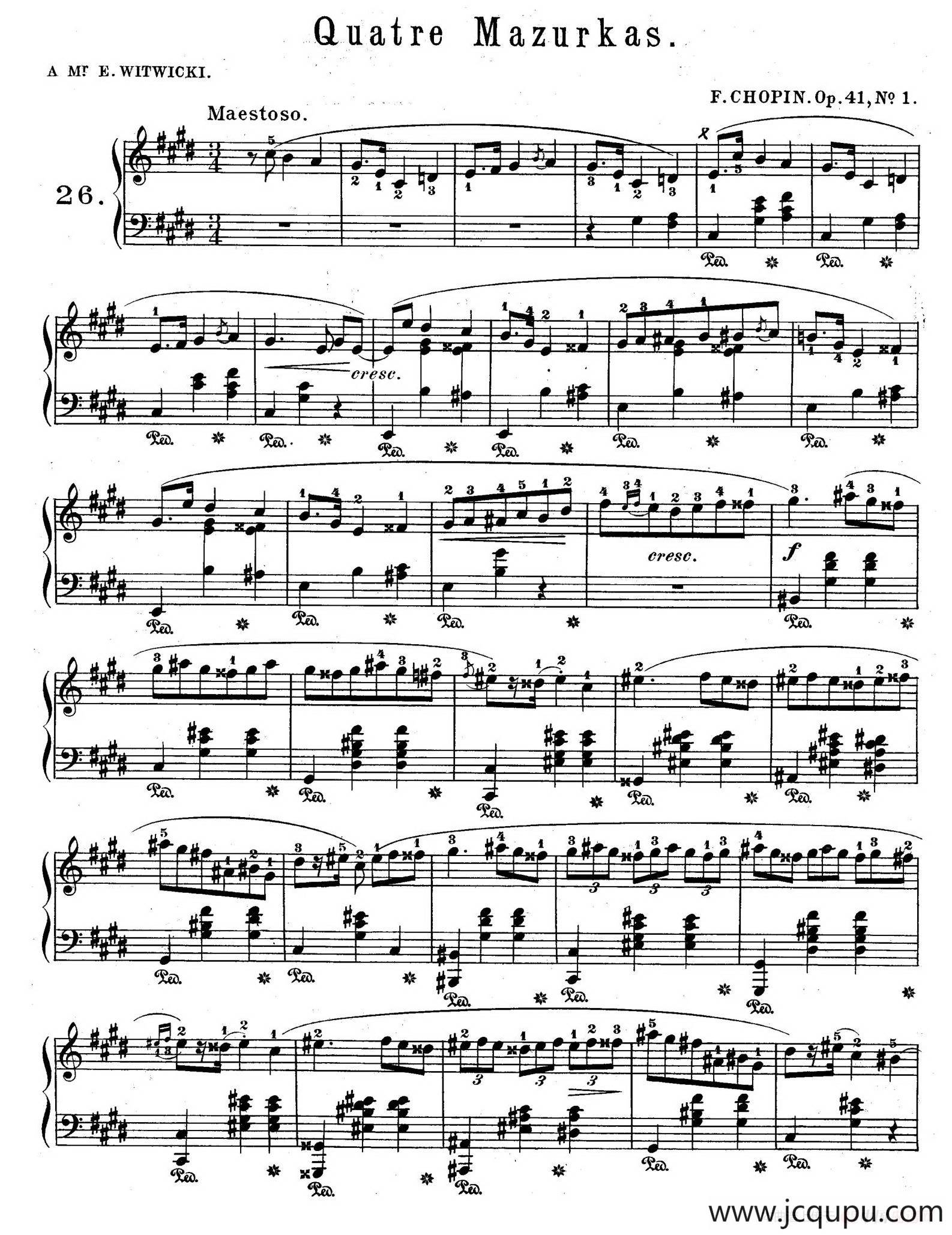 Quatre Mazurkas Op.41（4首玛祖卡·1）简谱