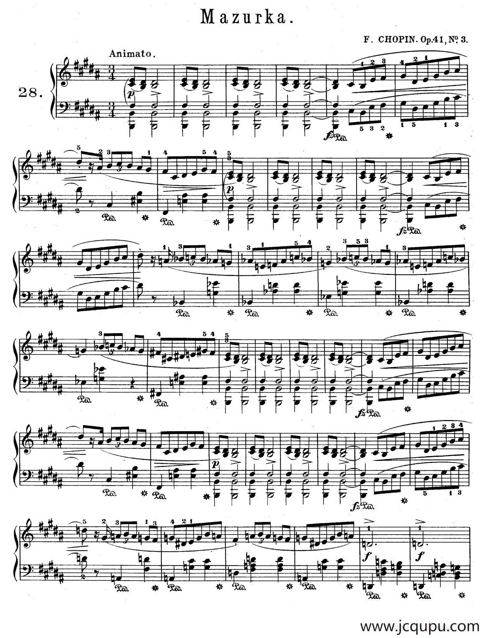 Quatre Mazurkas Op.41（4首玛祖卡·3）简谱