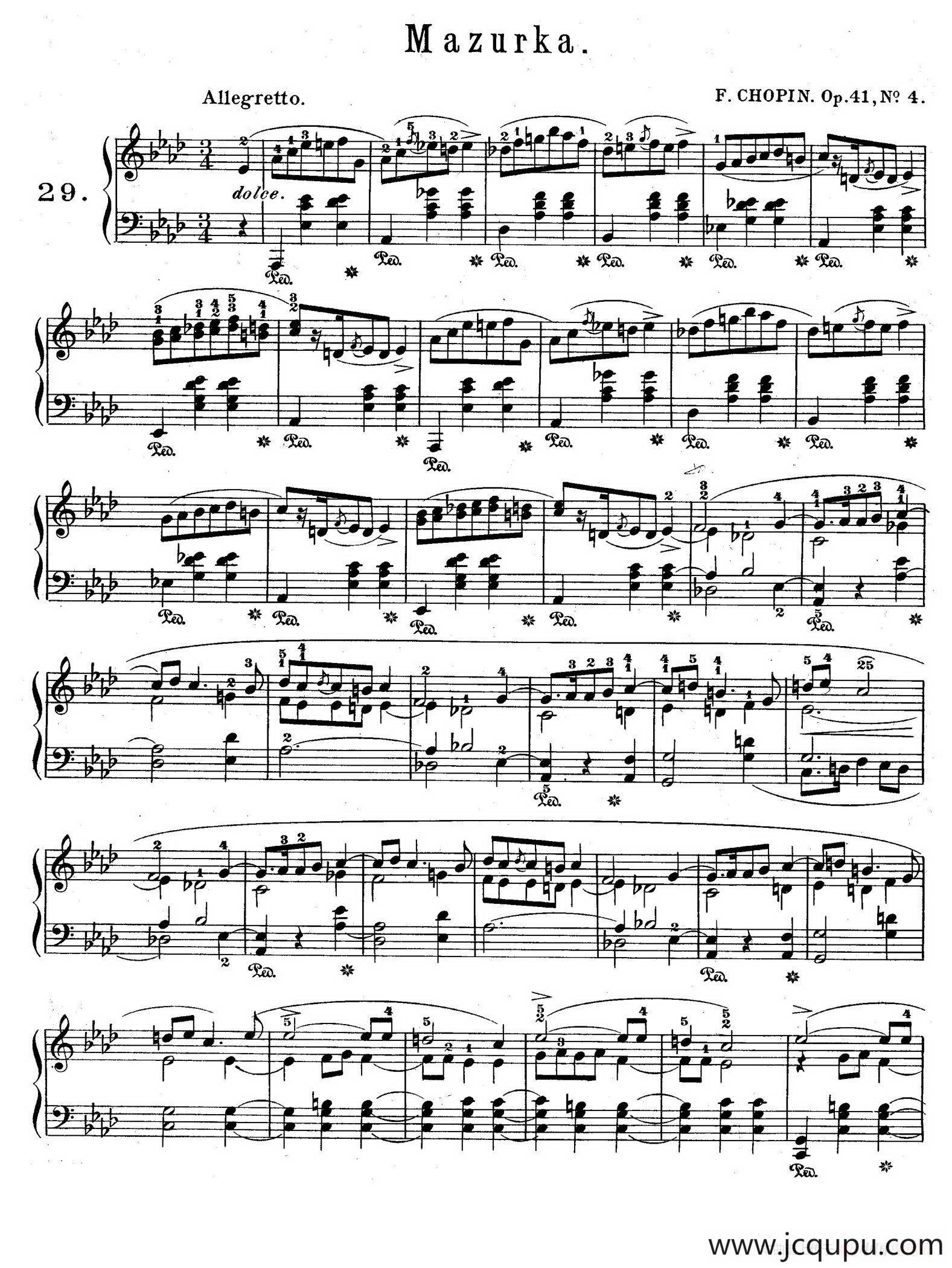 Quatre Mazurkas Op.41（4首玛祖卡·4）简谱
