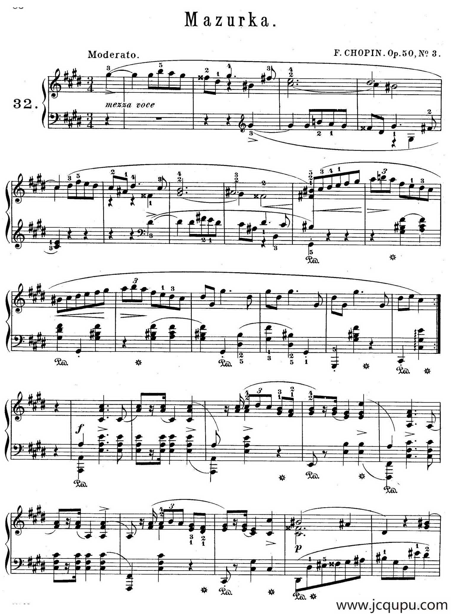 Trois Mazurkas Op.50（3首玛祖卡舞曲·3）简谱
