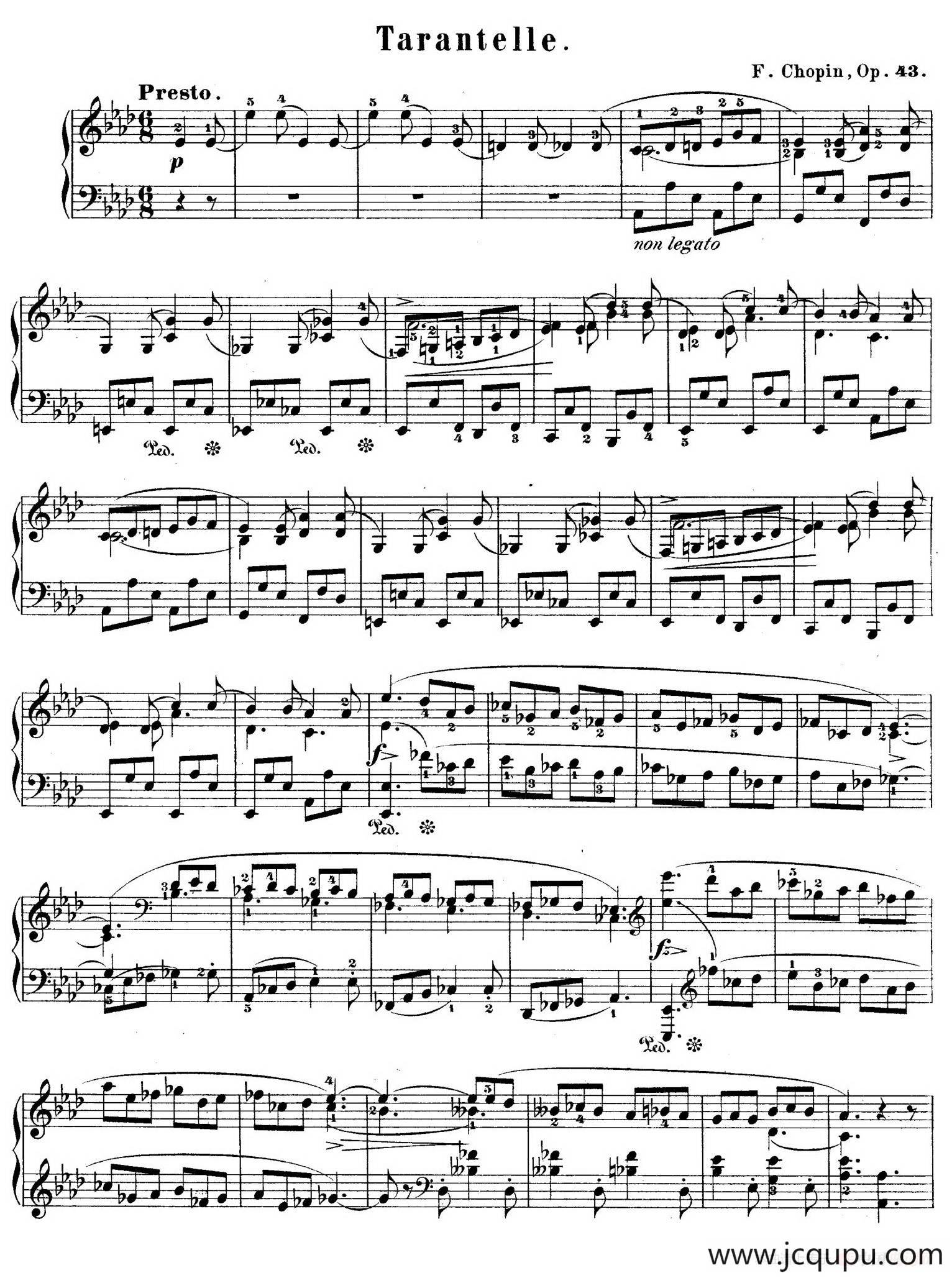 Tarantelle in A-flat Major Op.43（降A大调塔兰泰拉舞曲）简谱