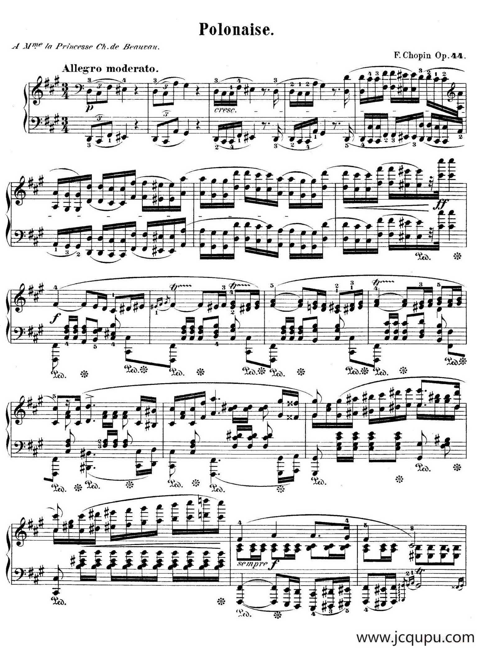 Polonaise in f-Sharp Minor Op.44（升f小调波兰舞曲）简谱