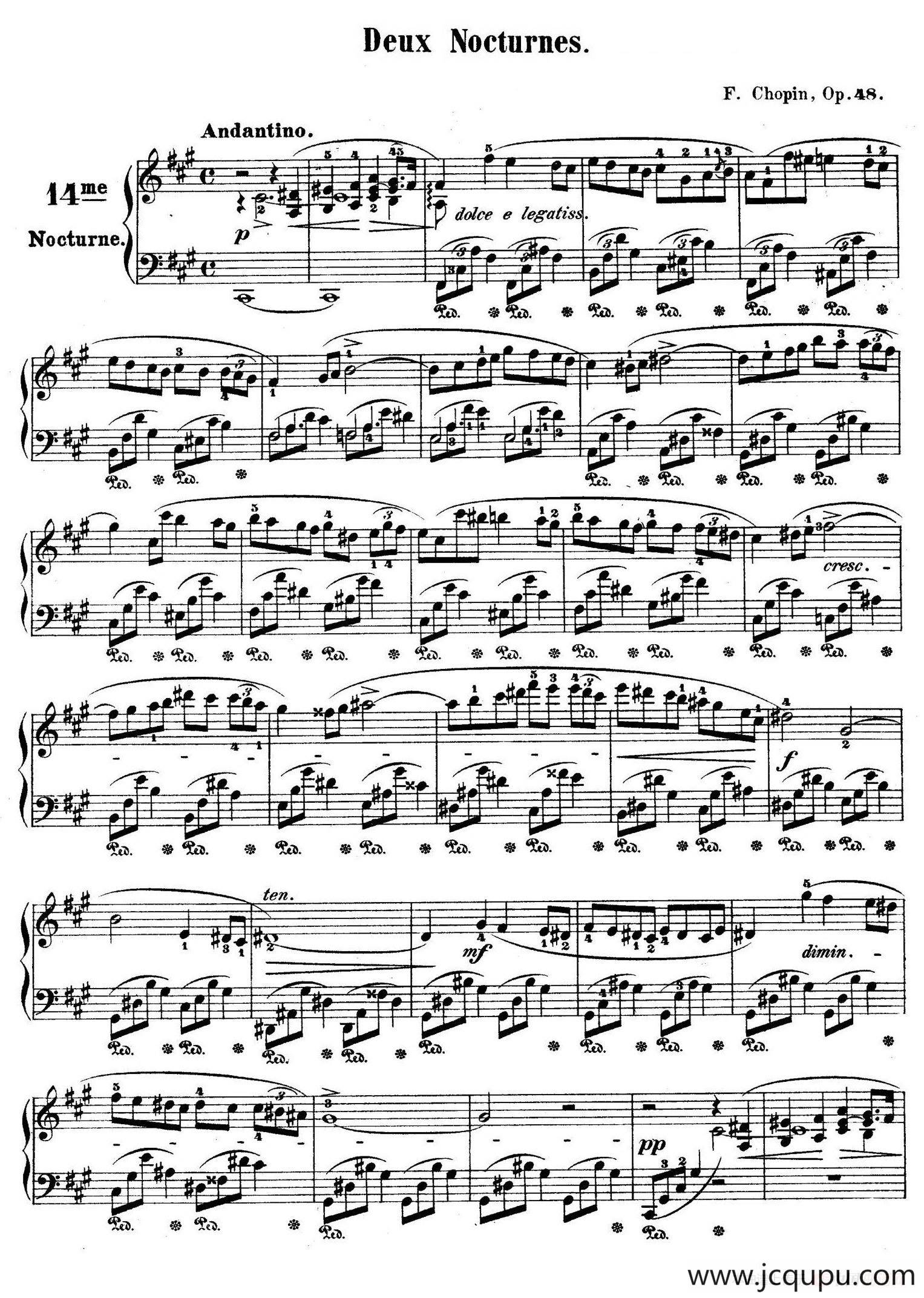 Deux Nocturnes Op.48（2首夜曲·2）简谱