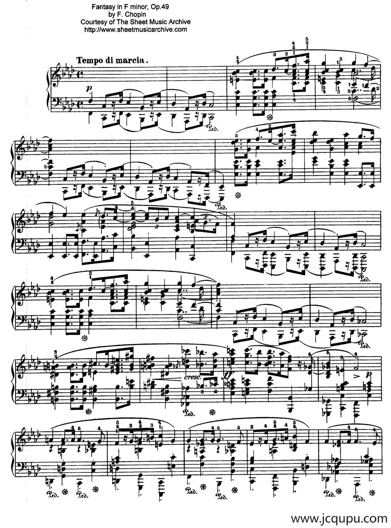 Fantasie in f Minor Op.49（f小调幻想曲）简谱