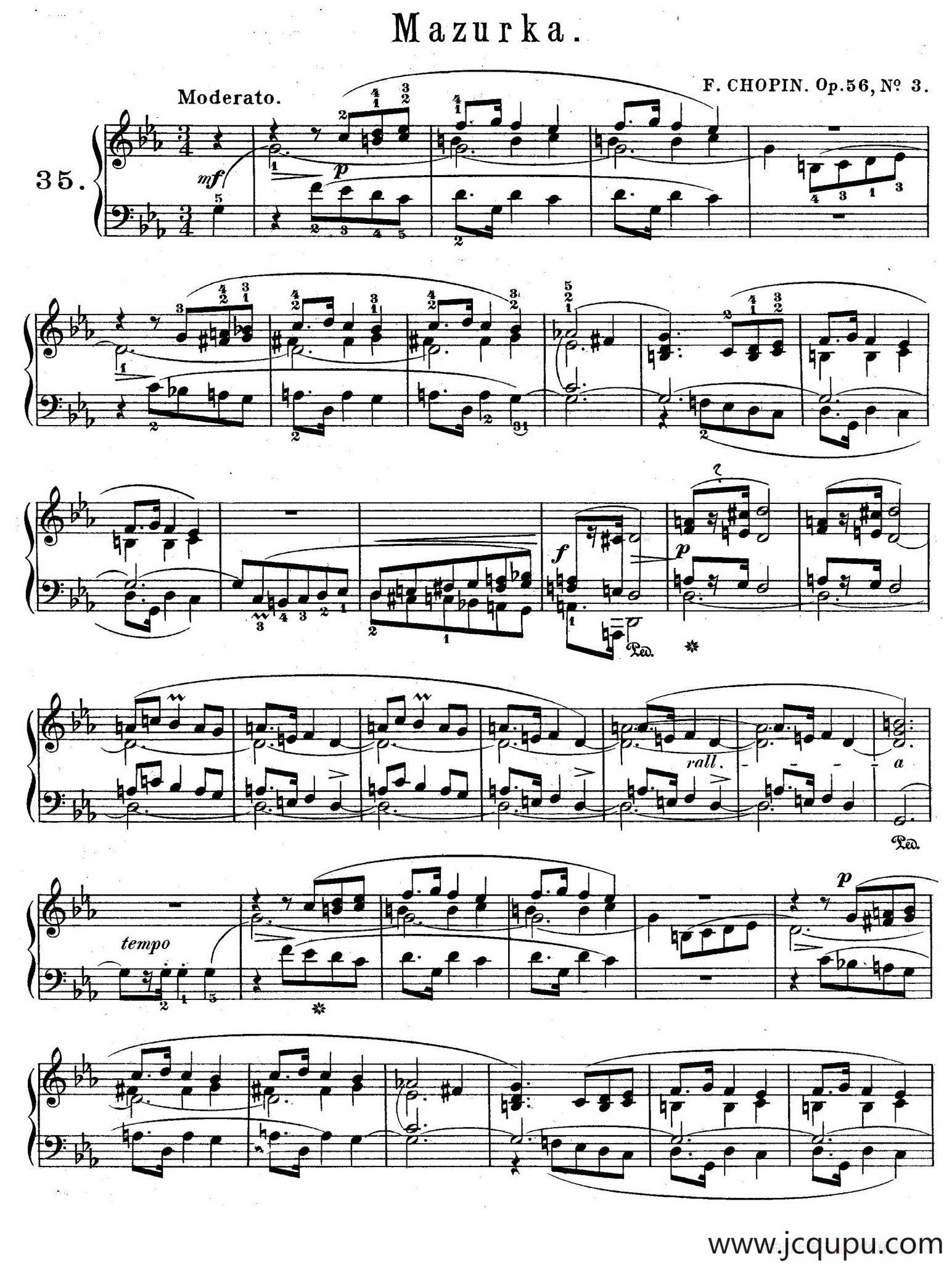 Trois Mazurkas Op.56 （3首玛祖卡舞曲·3）简谱