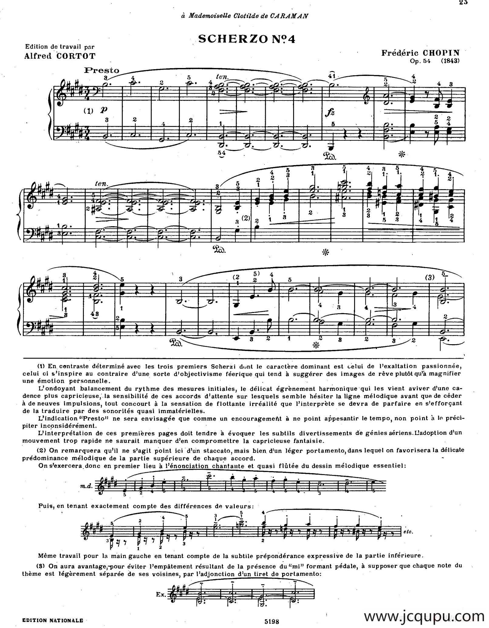 Scherzo No.4 in E Major Op.54（E大调第四谐谑曲·柯尔托教学版​）简谱