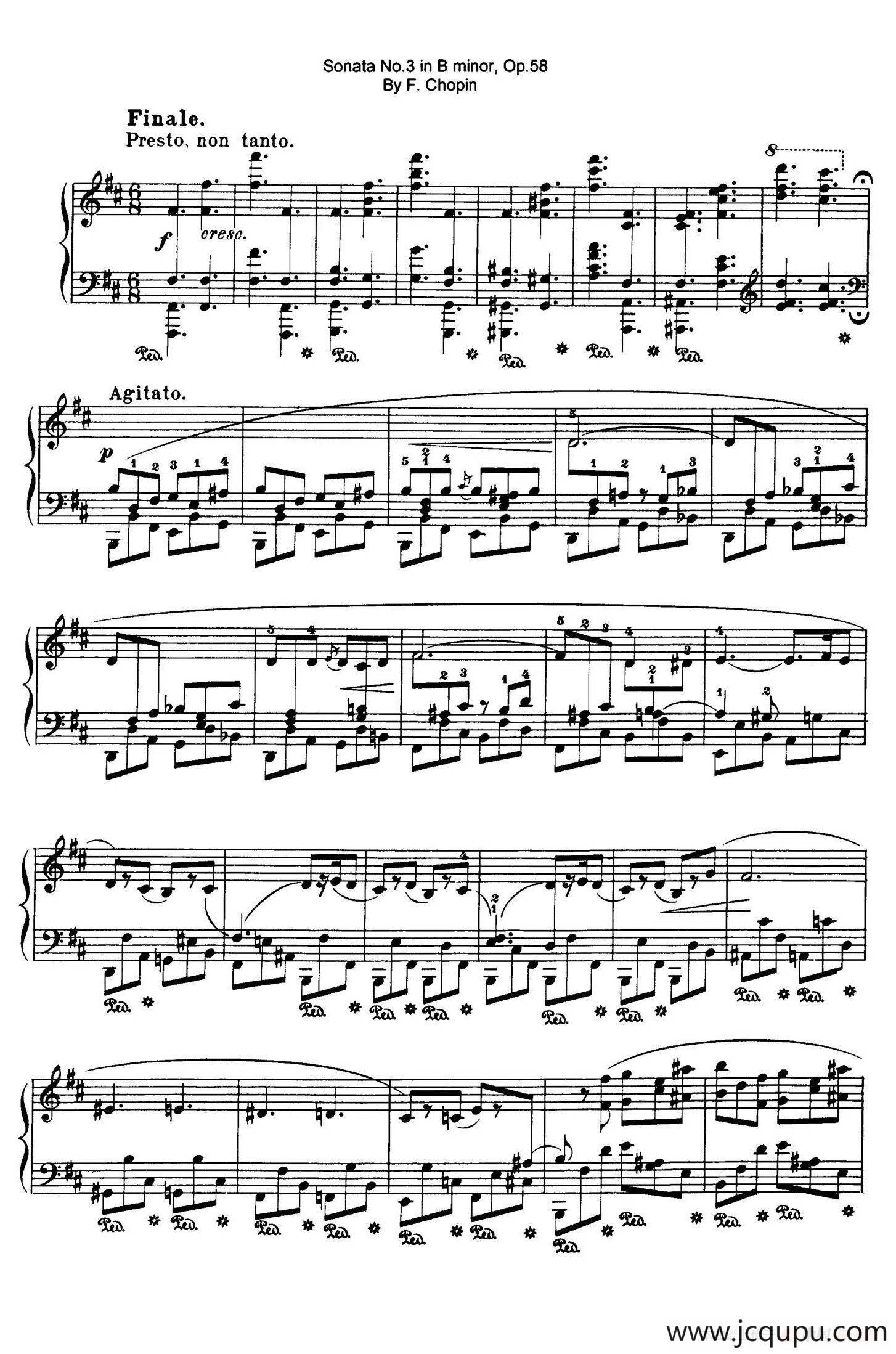 Piano Sonata No.3 in b Minor Op.58（b小调第三钢琴奏鸣曲·第四乐章）简谱
