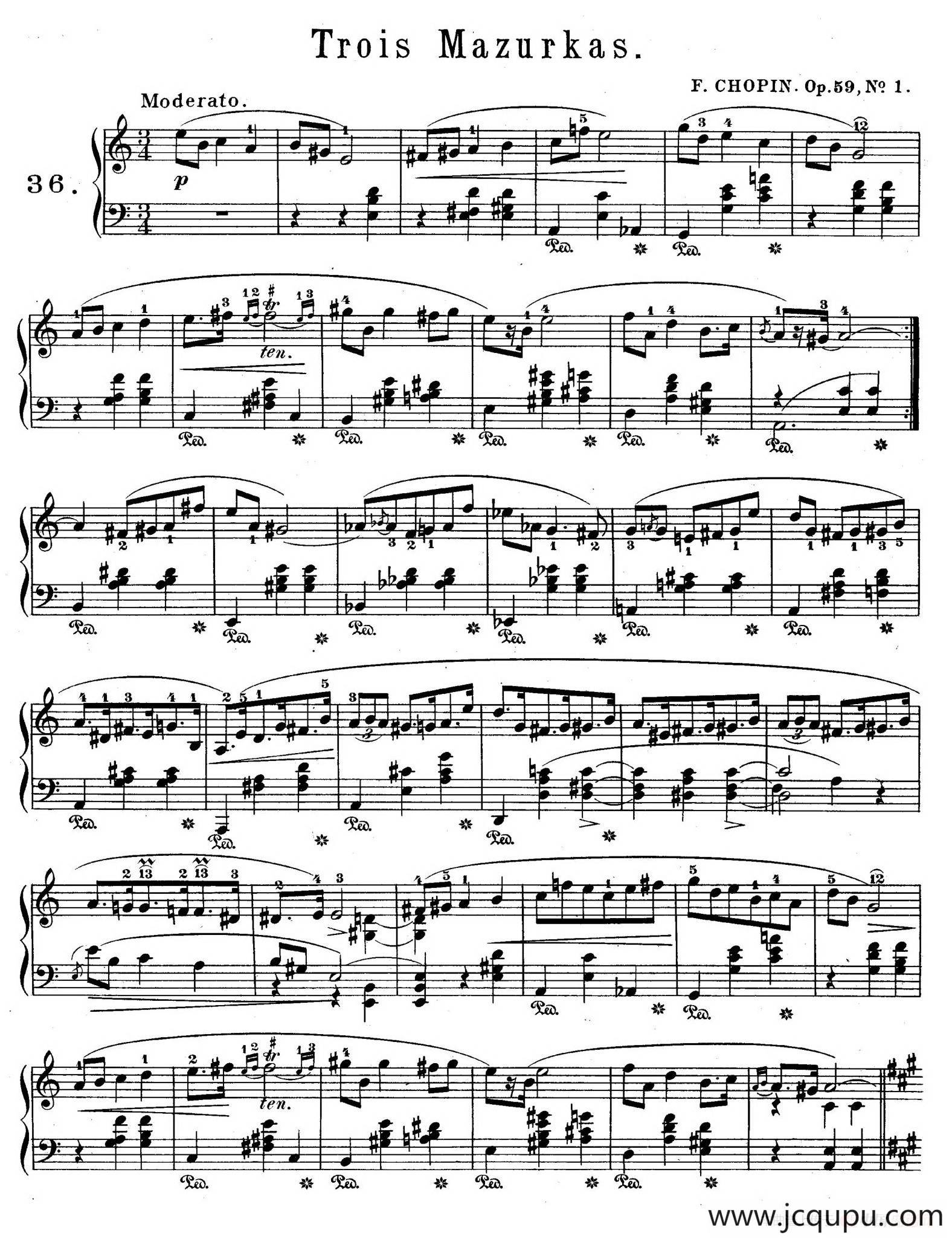 Trois Mazurkas Op.59 （3首玛祖卡舞曲·1）简谱