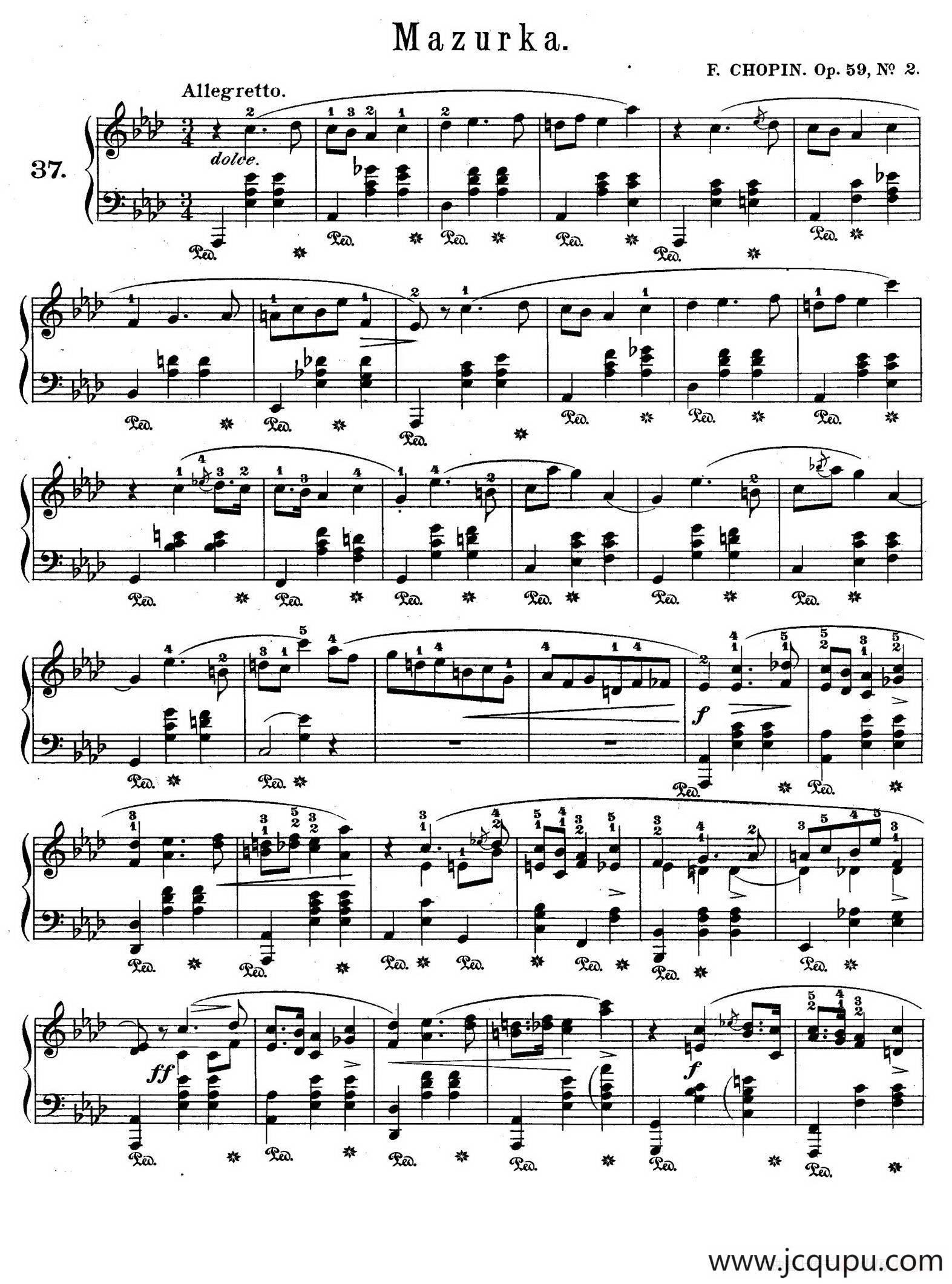 Trois Mazurkas Op.59 （3首玛祖卡舞曲·2）简谱