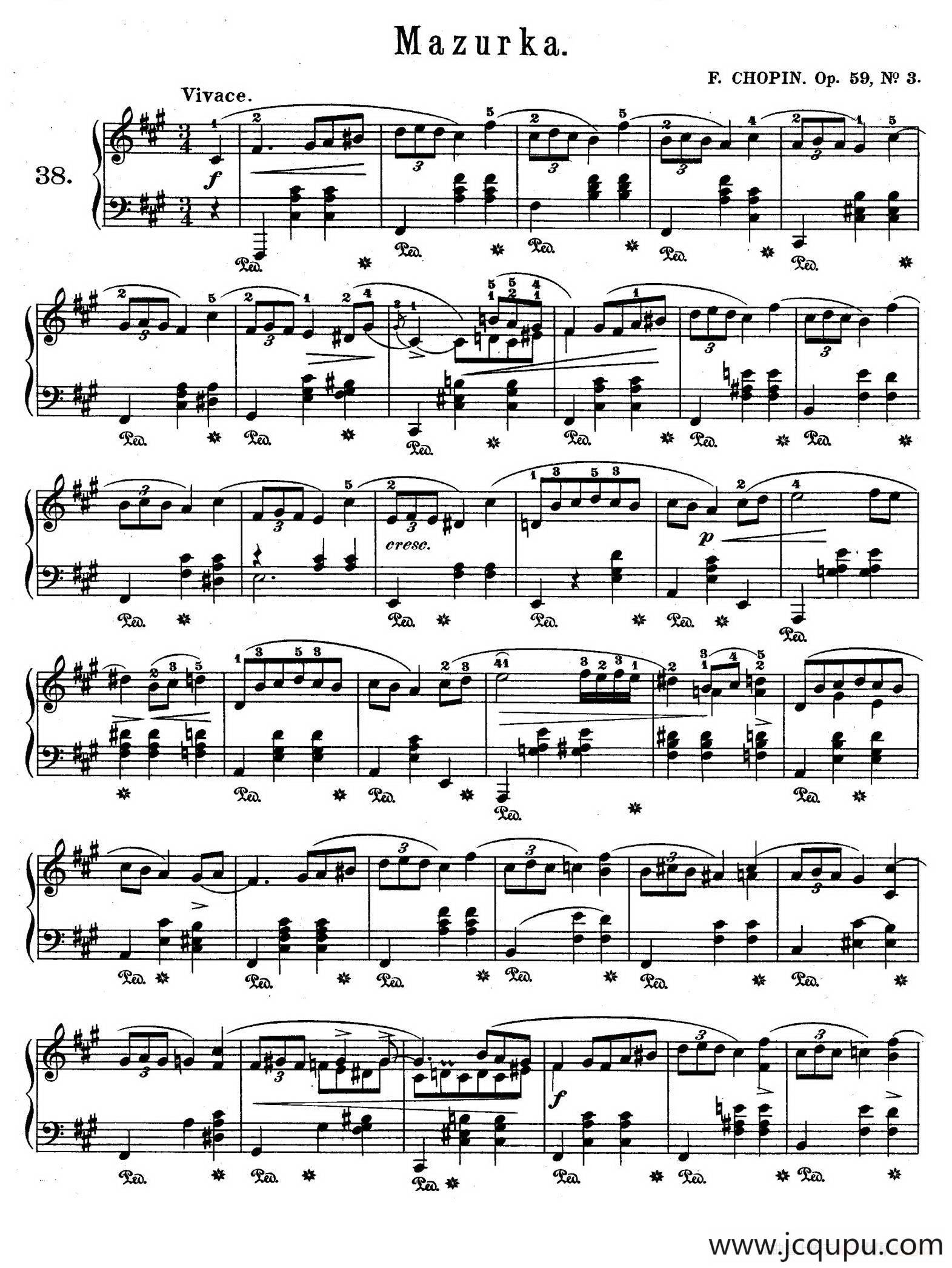 Trois Mazurkas Op.59（3首玛祖卡舞曲·3）简谱