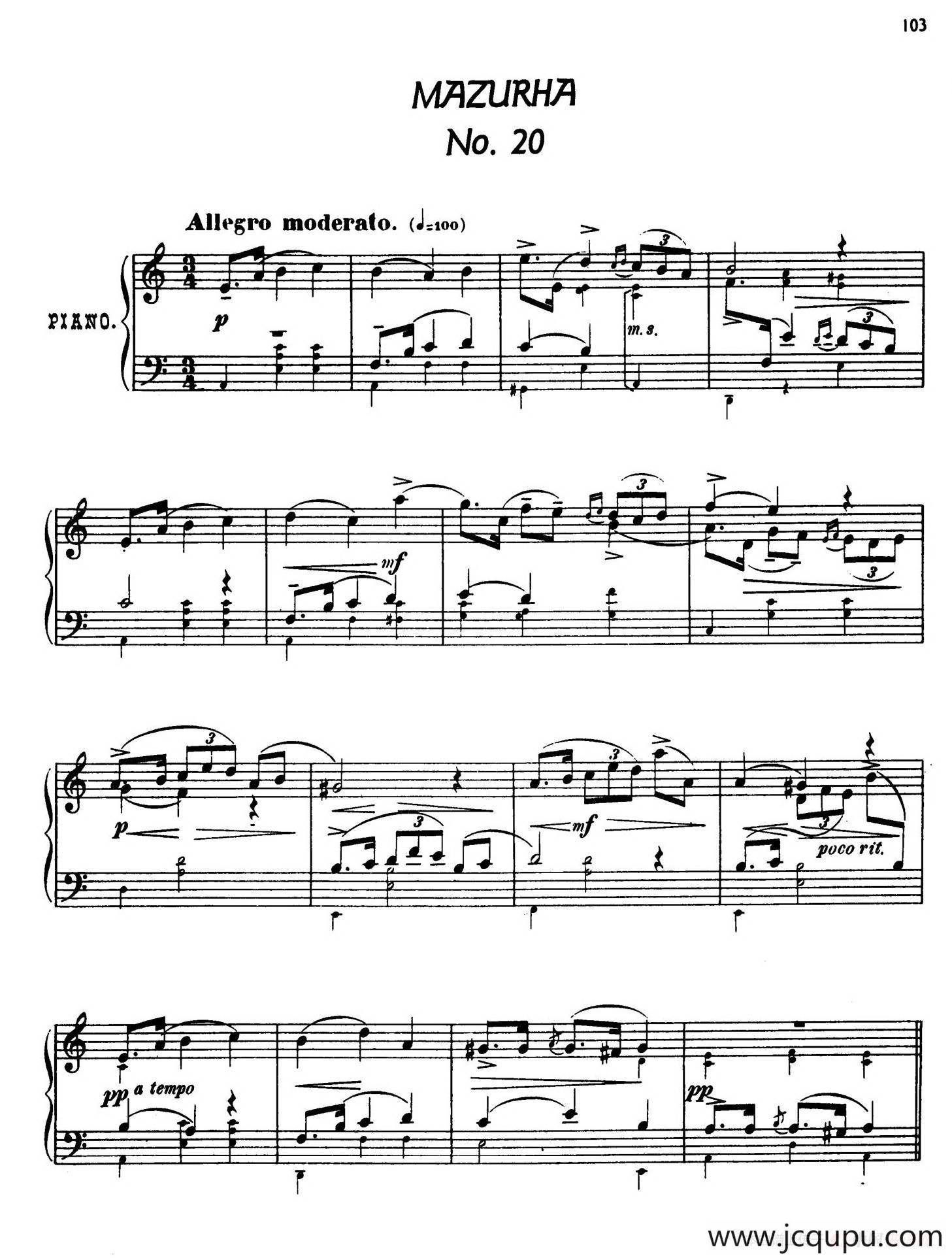 24 Characteristic Pieces Op.36（24首性格小品·20）简谱