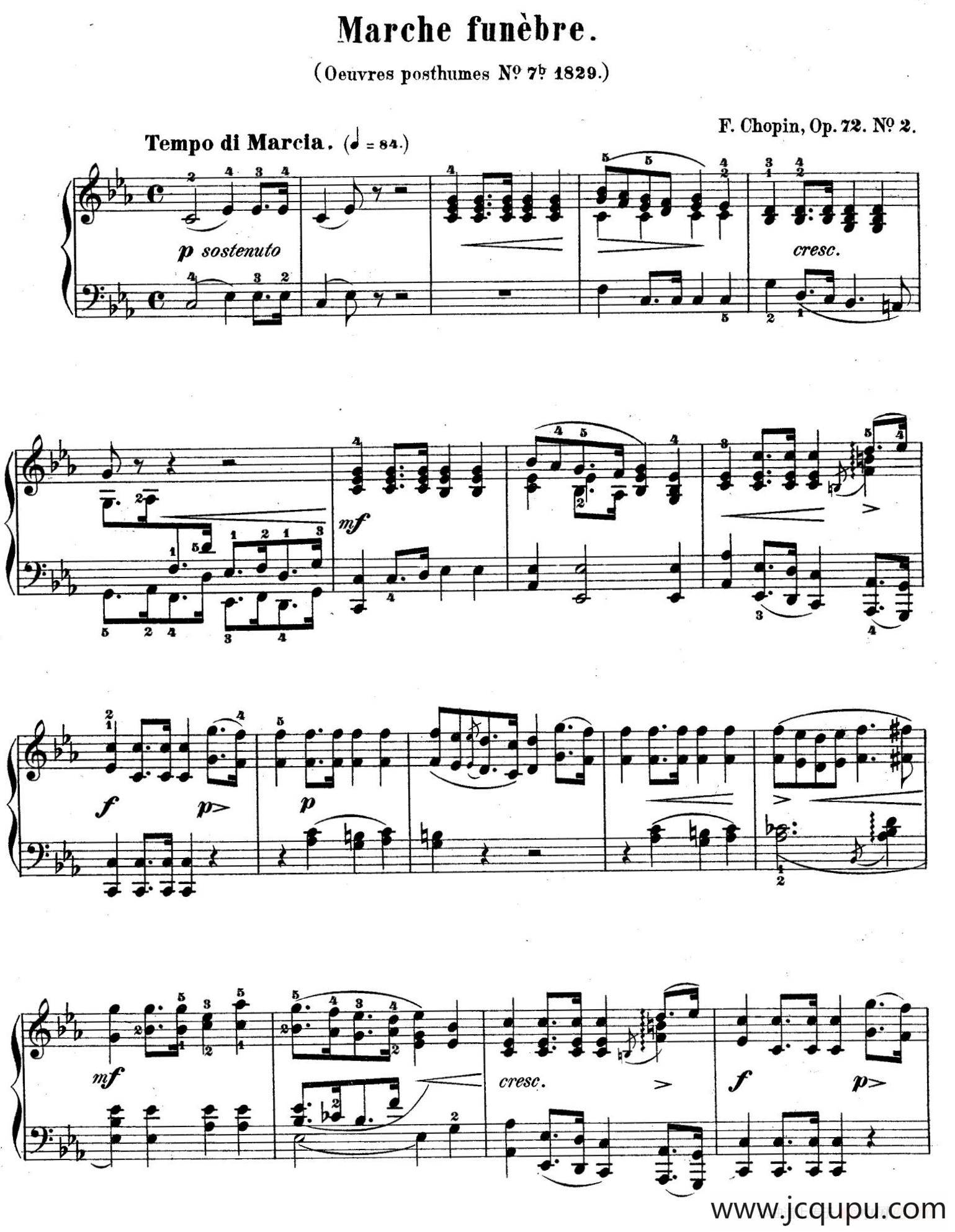 Funeral March Op.72-2（c小调葬礼进行曲）简谱