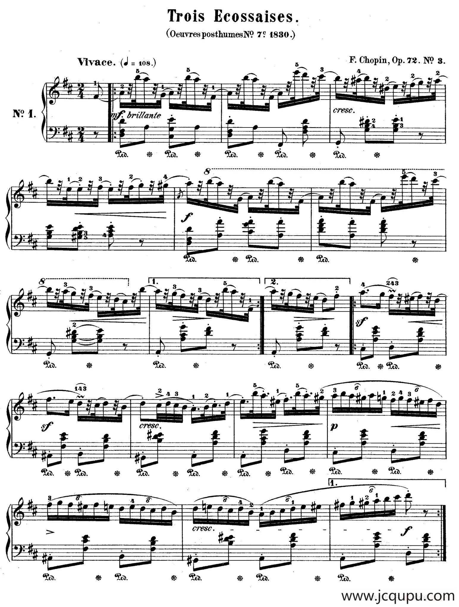 Trois Ecossaises Op.72-3 （3首埃科塞斯舞曲）简谱