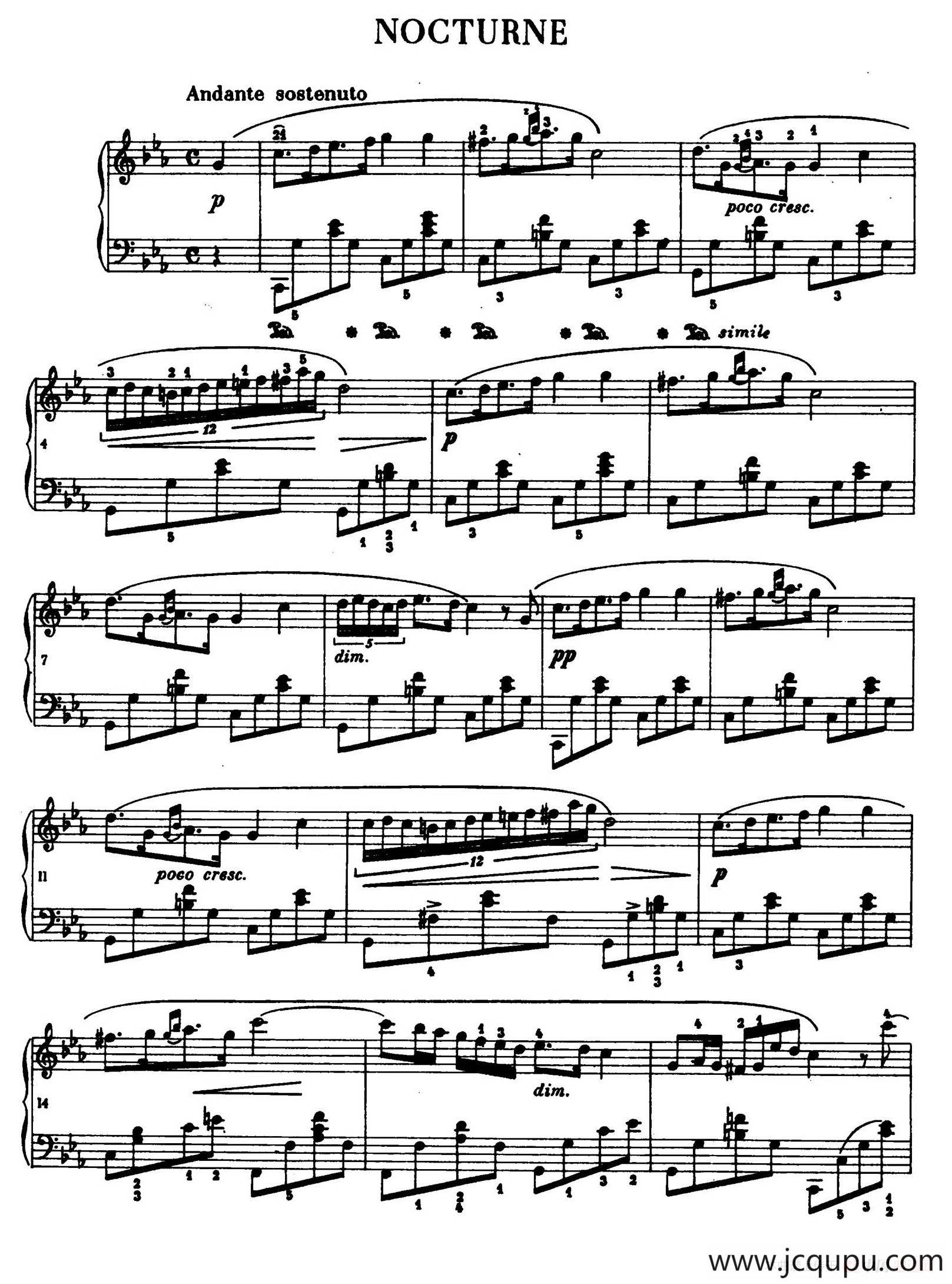 Nocturne in c Minor Op.posth （c小调夜曲）简谱