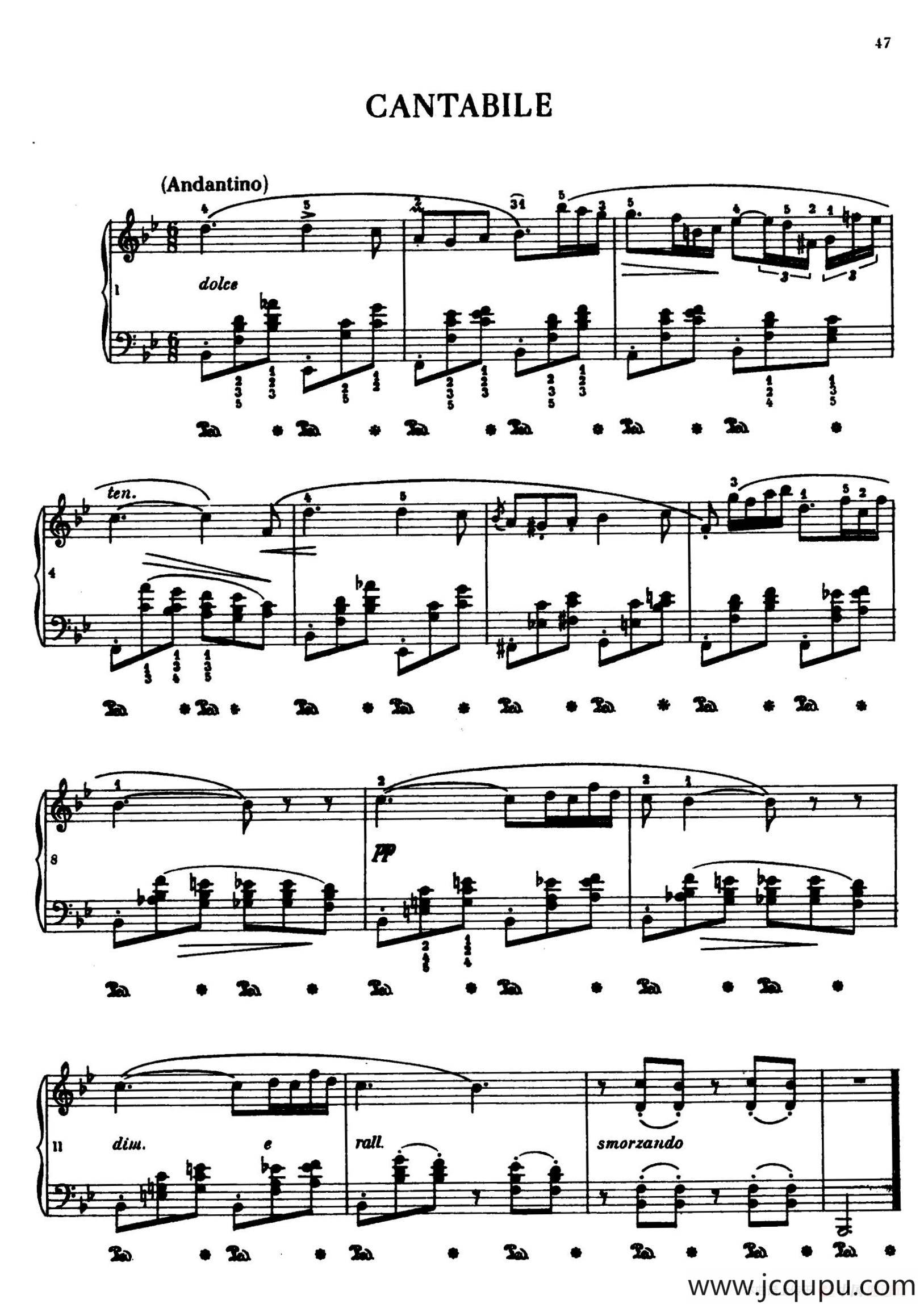 Cantabile（如歌的作品）简谱