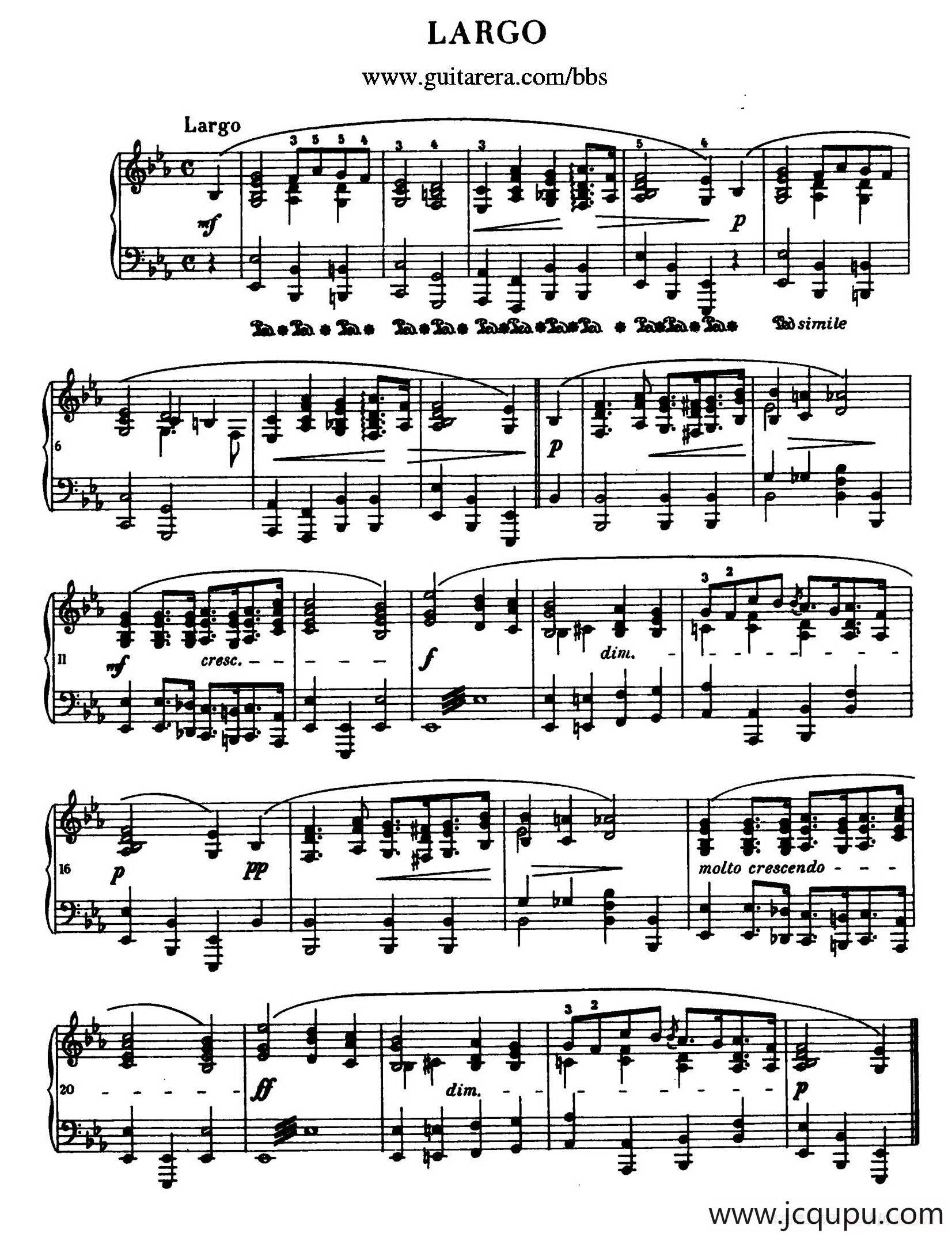 Largo（广板·肖邦遗作）简谱