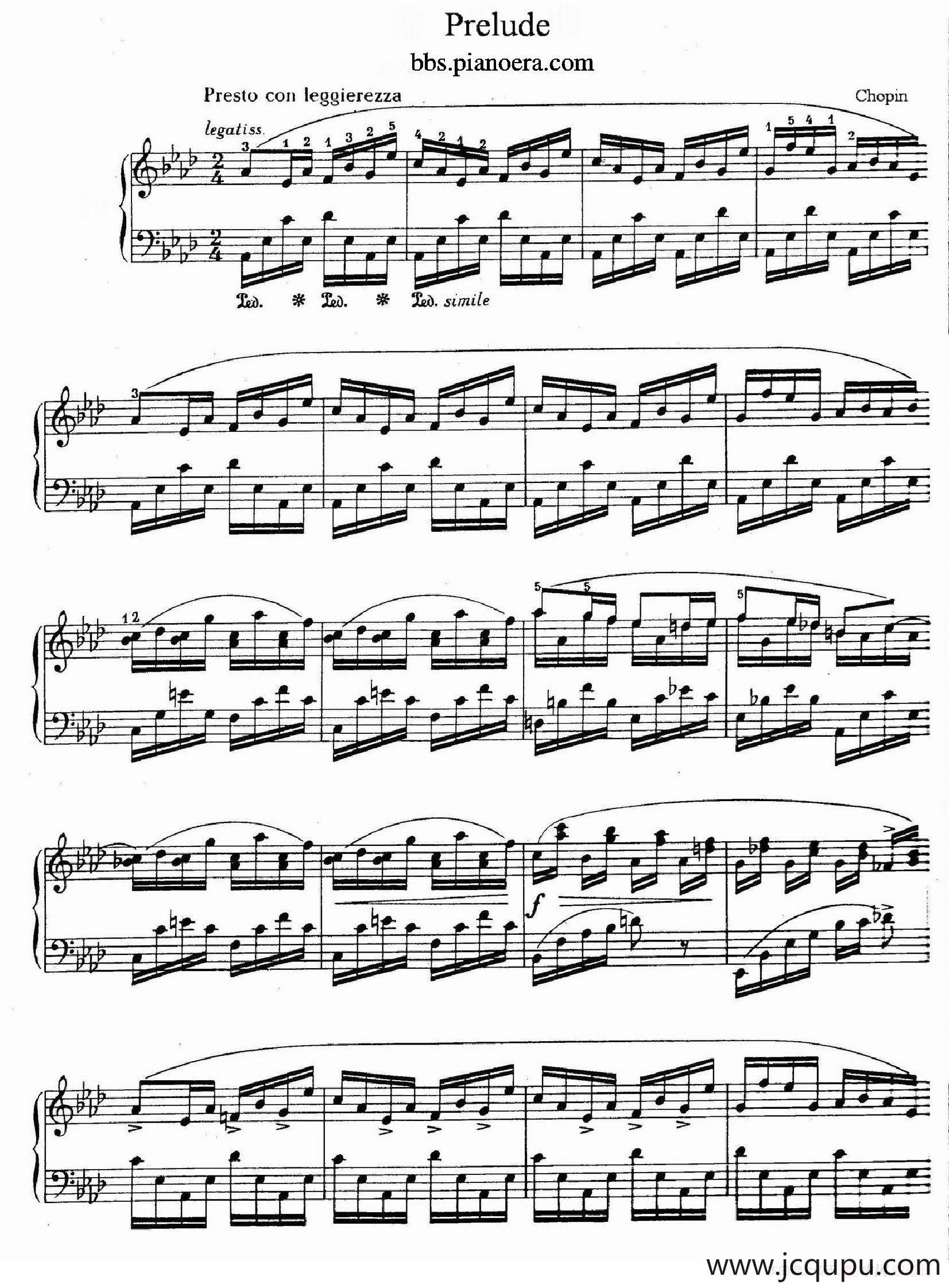 Prelude in A-flat Major（降A大调前奏曲·肖邦遗作）简谱