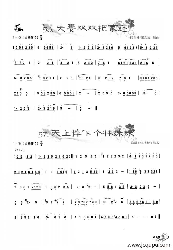 葫芦丝曲精选：夫妻双双把家还 天上掉下个林妹妹简谱