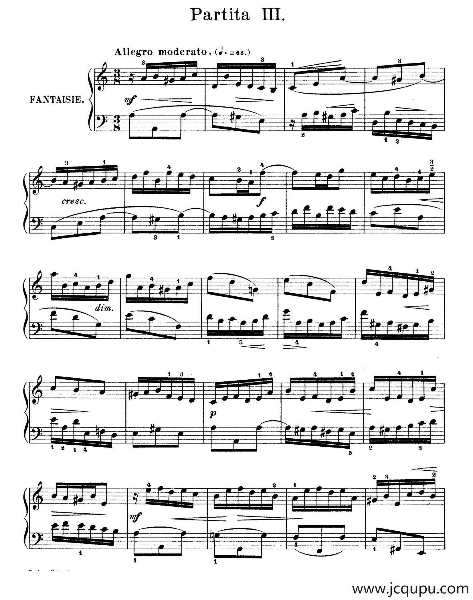 Six Partitas BWV 825-830（6首帕蒂塔·3）简谱